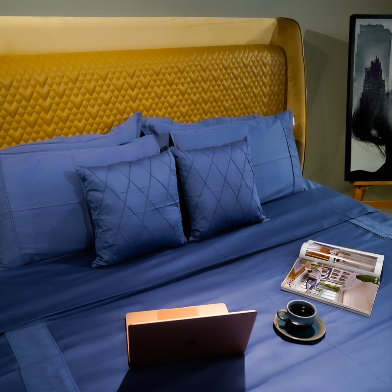 Diamond Simplicity Majestic Sapphire Bed Sheet- Queen-228.6cmx259.08cm-300 Thread Count image 5