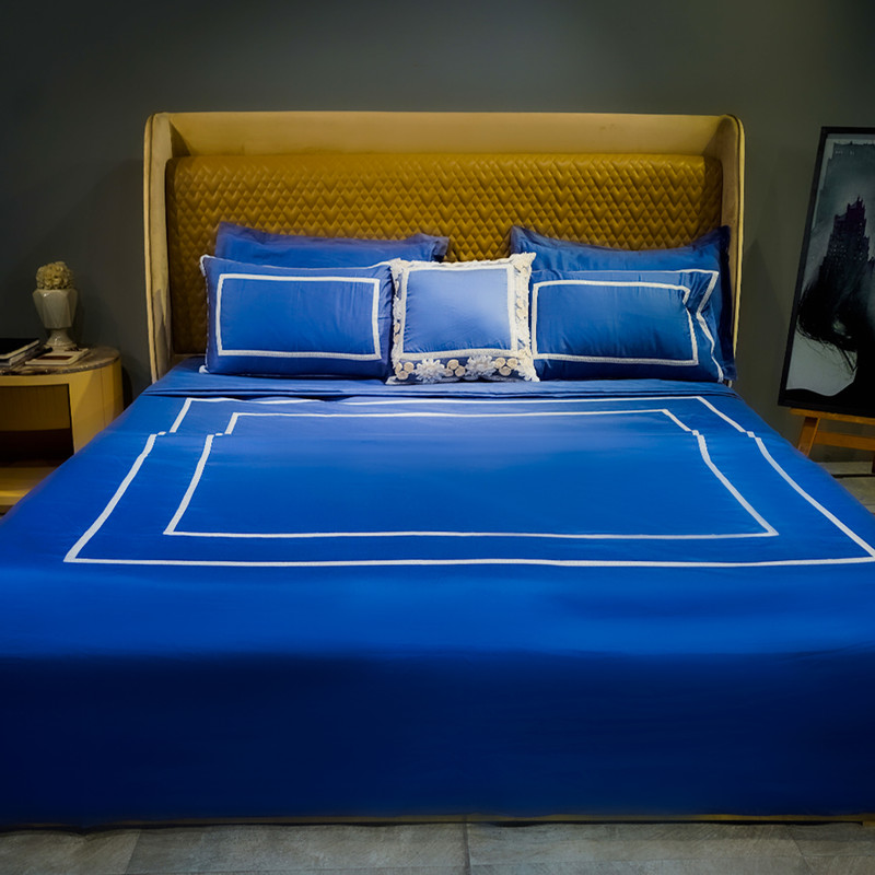 Trimmed Bliss Majestic Sapphire Bed Sheet- King-274.32cmx274.32cm-300 Thread Count image 5