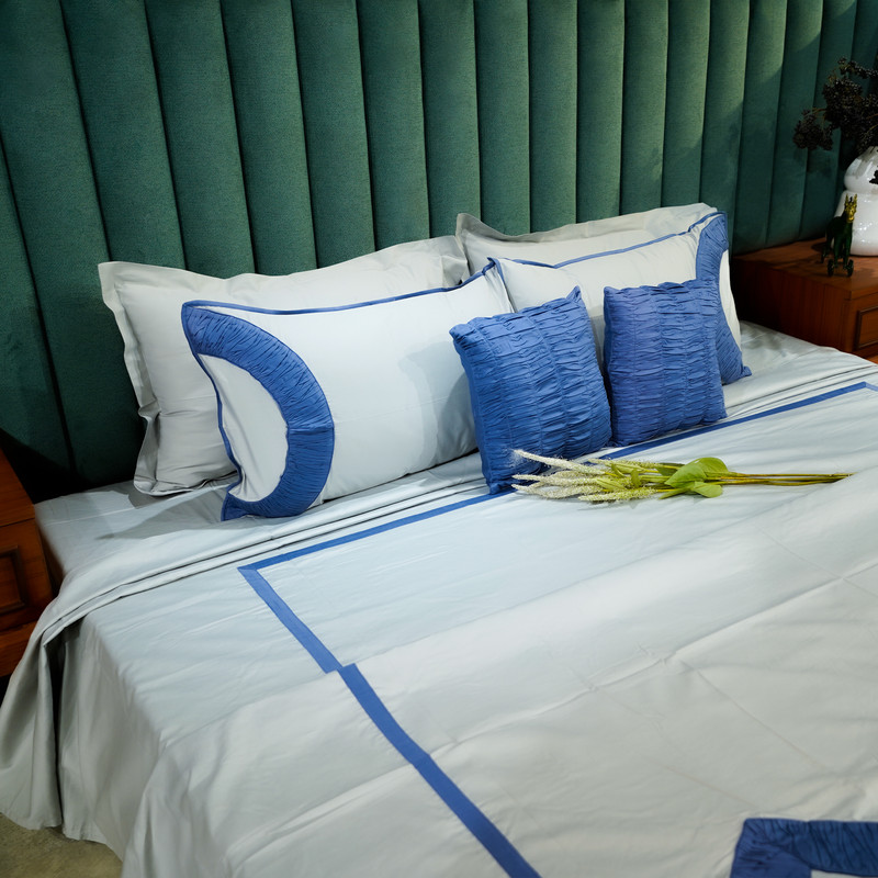 Teardrop Elegance Silver Mist Bed Sheet- King-274.32cmx274.32cm-500 Thread Count image 5