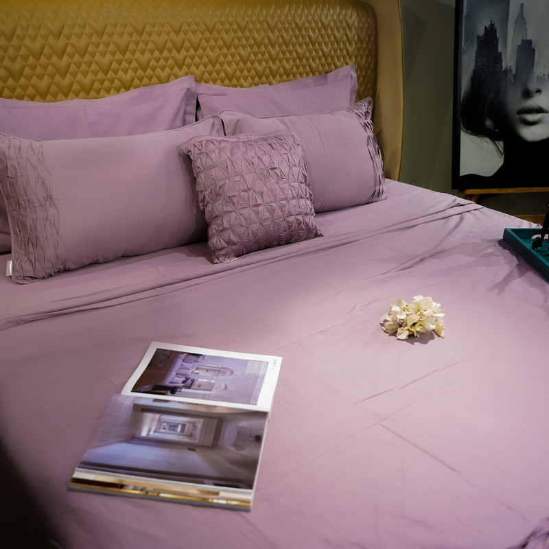 Honeycomb Serenity Misty Mauve Bed Sheet- Queen-228.6cmx259.08cm-300 Thread Count image 5