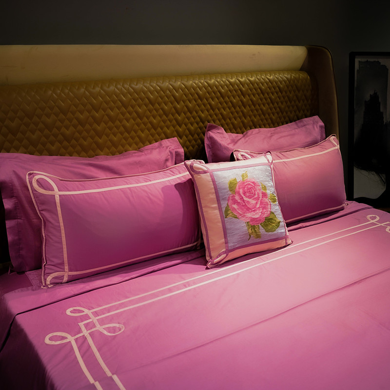 Tranquil Curve Rose Quartz Bed Sheet- Queen-228.6cmx259.08cm-500 Thread Count image 5