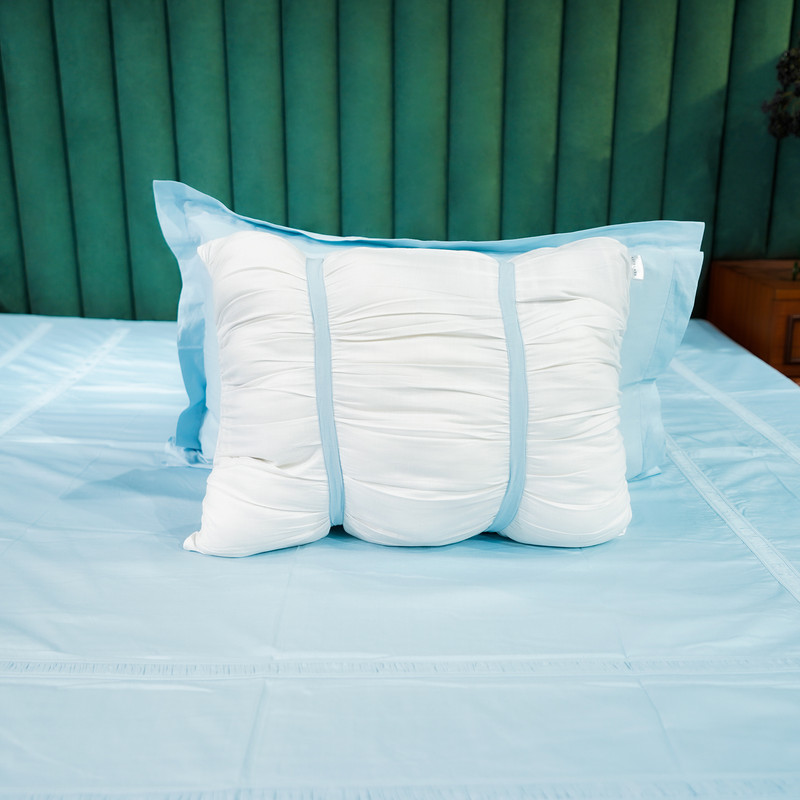 Opulent Edge Azure Whisper Bed Sheet- Queen-228.6cmx259.08cm-500 Thread Count image 5