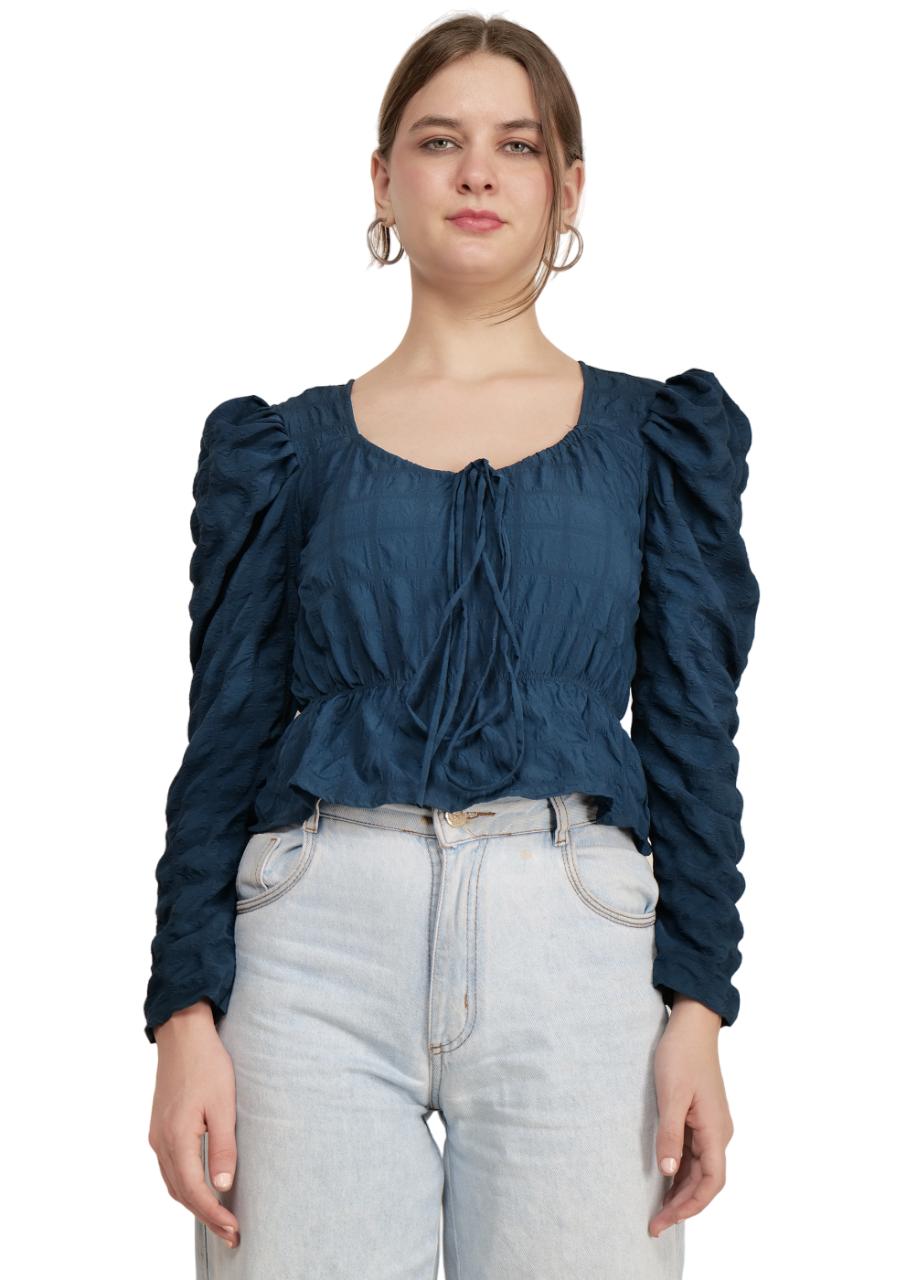 Tie Front Puff Sleevestop image 3