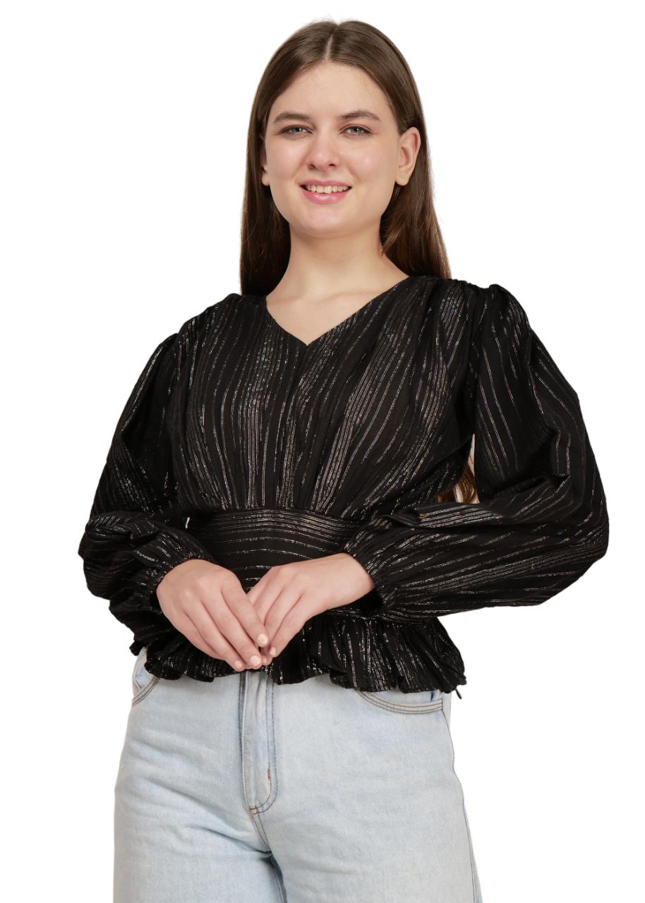 Black Elegance Peplum Top image 3