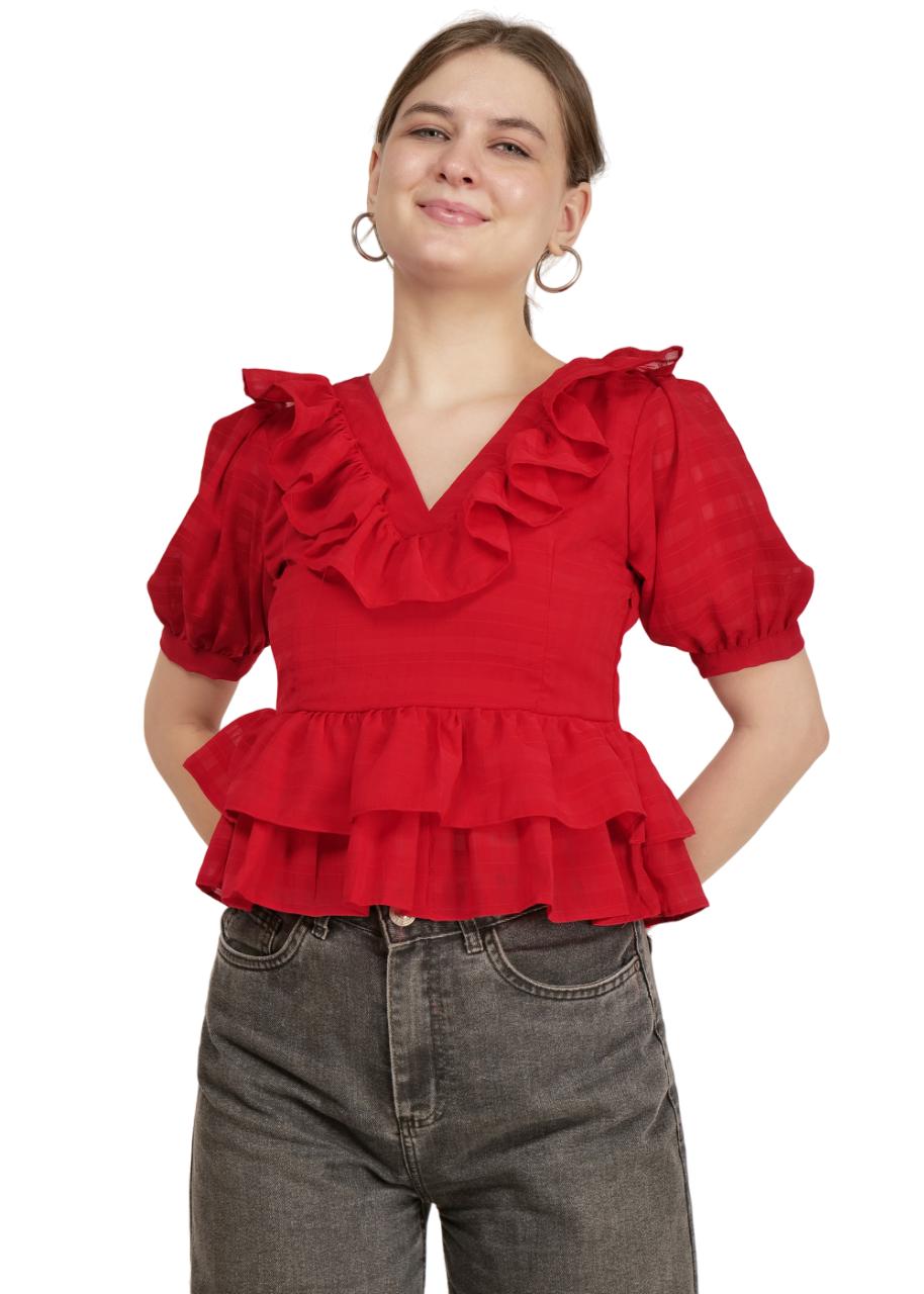 Red Ruby Ruffle Top image 3
