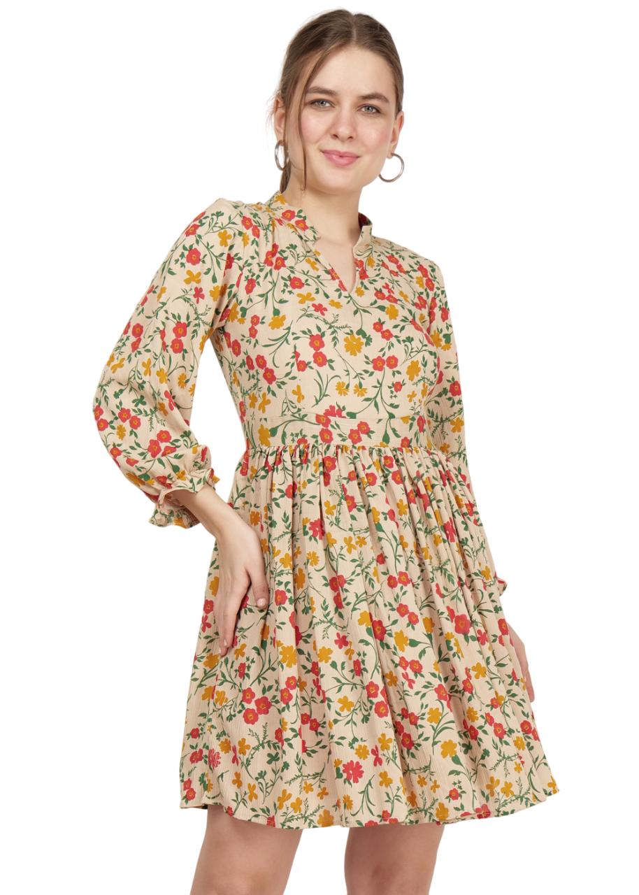 Biscuit Bliss Collared Beige Dress