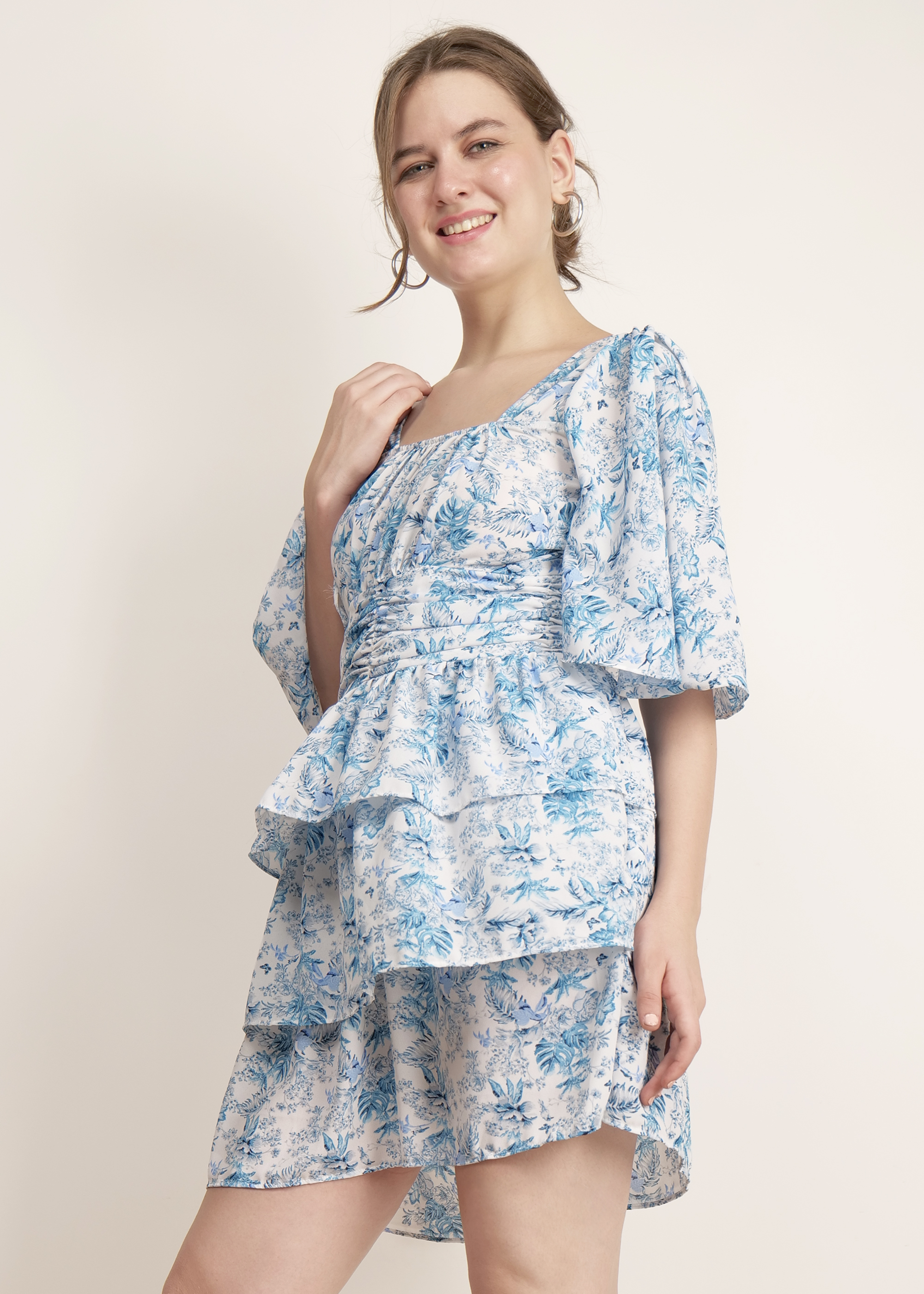 Blue Printed Georgette Dress image 9
