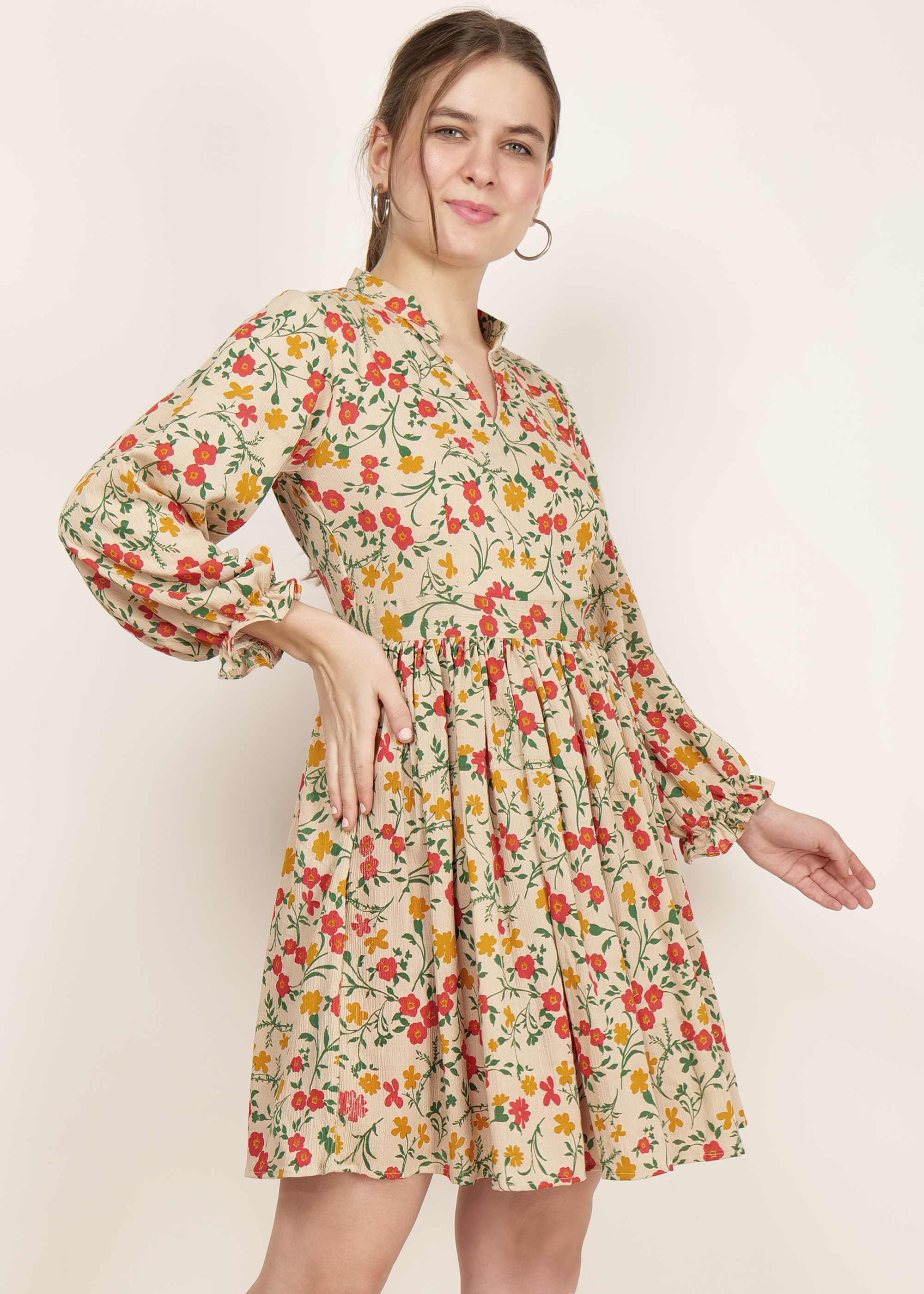 Biscuit Bliss Collared Beige Dress image 6