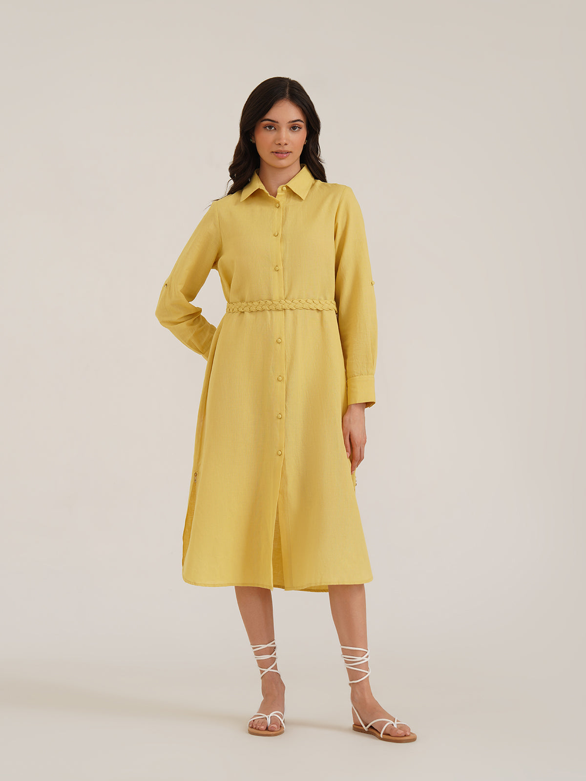 Bona - Embroidered Linen Shirt Dress image 3