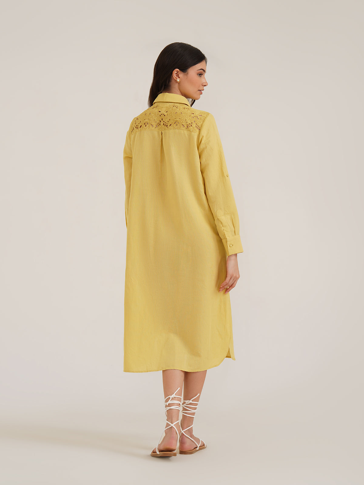 Bona - Embroidered Linen Shirt Dress image 4