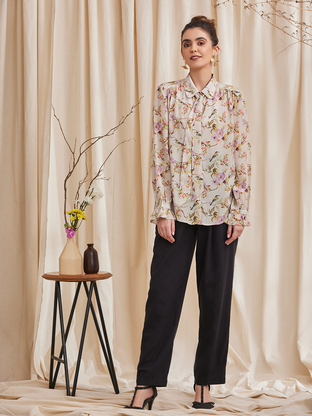 Alyssa - Floral Printed Viscose Crepe Shirt image 4