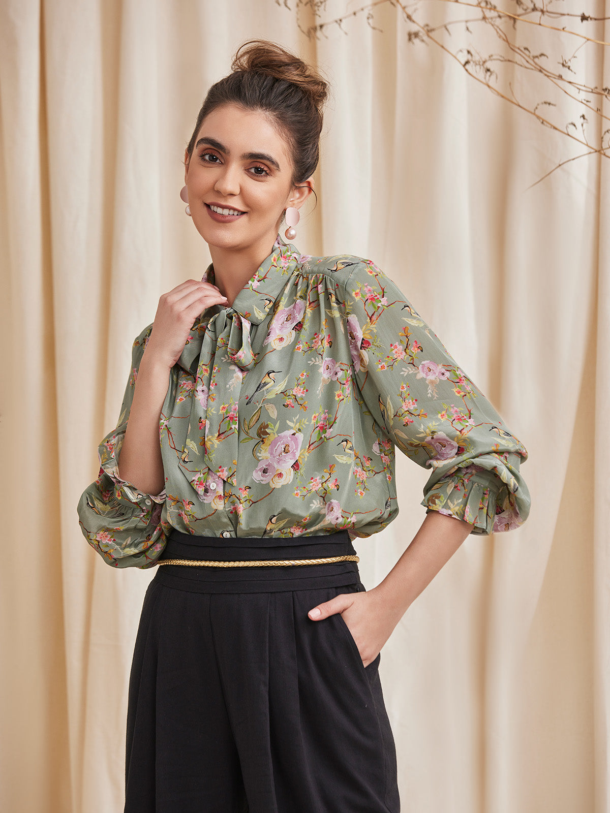 Alyssa - Floral Printed Viscose Crepe Shirt image 4