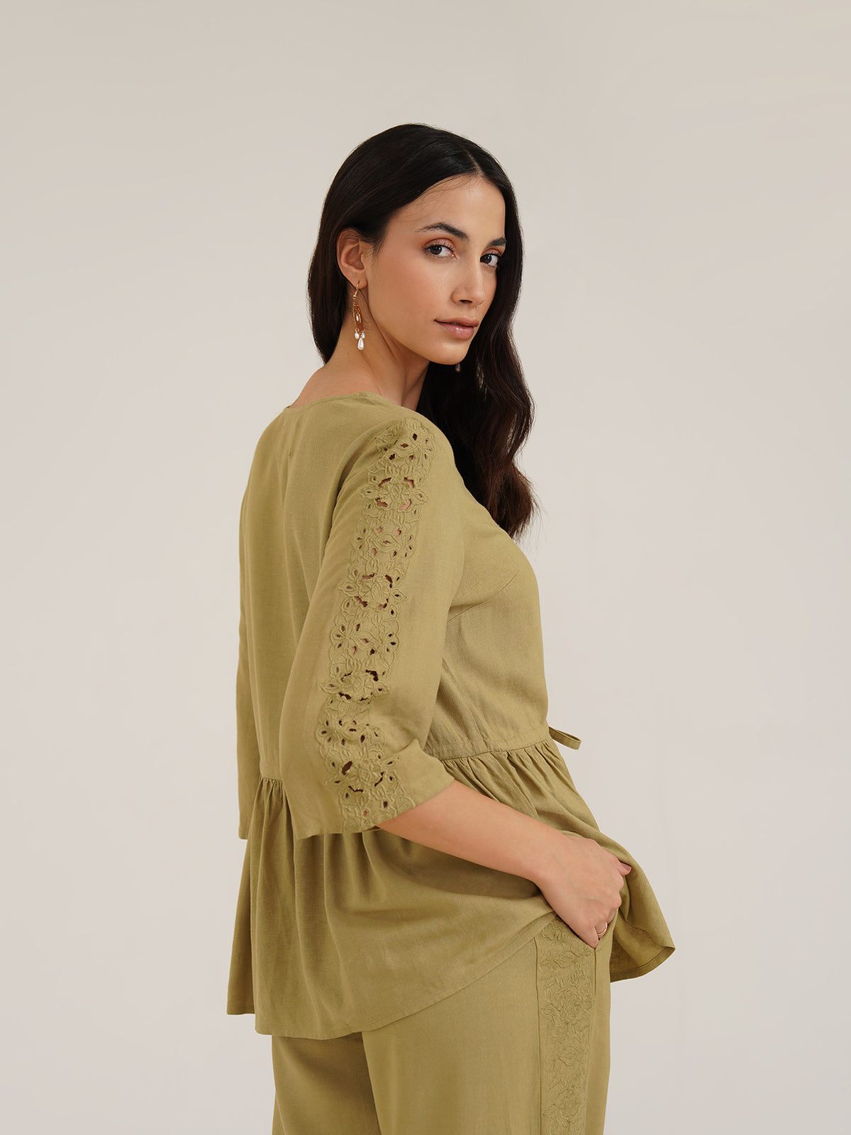 Ares - Linen Peplum Top image 2