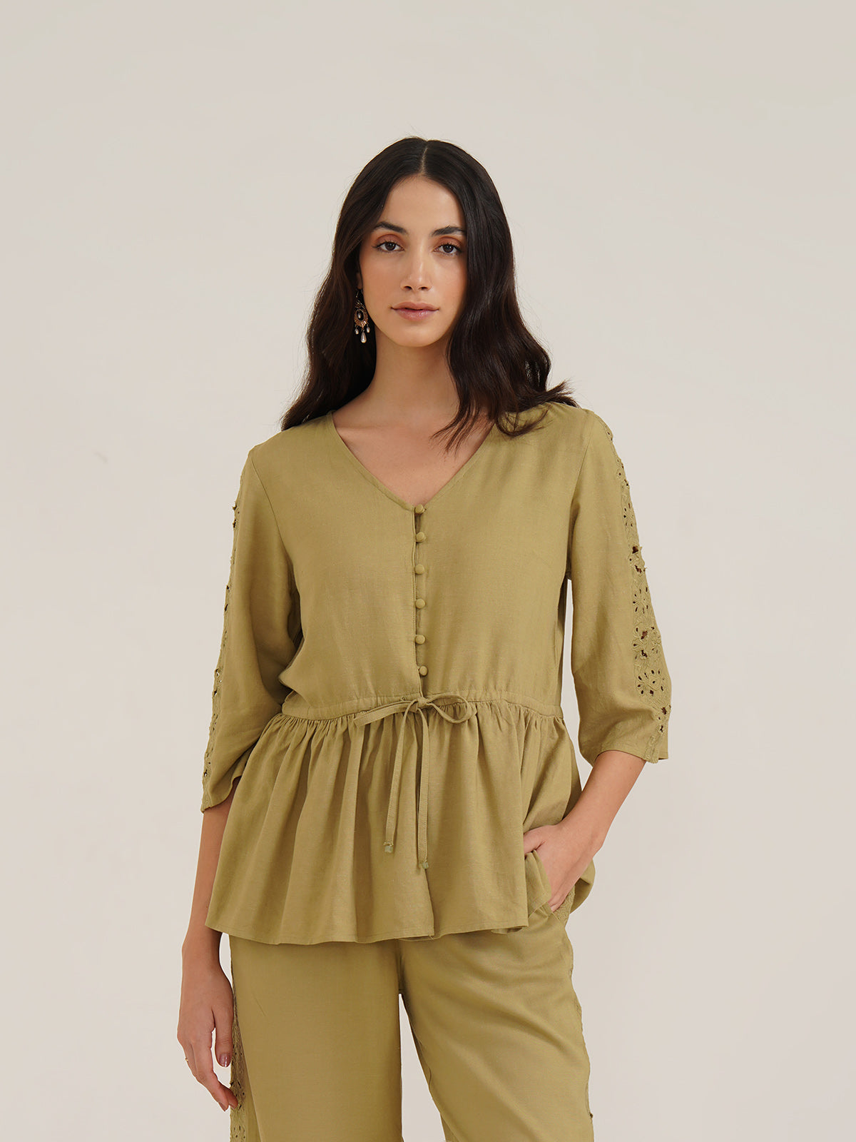 Ares - Linen Peplum Top image 6