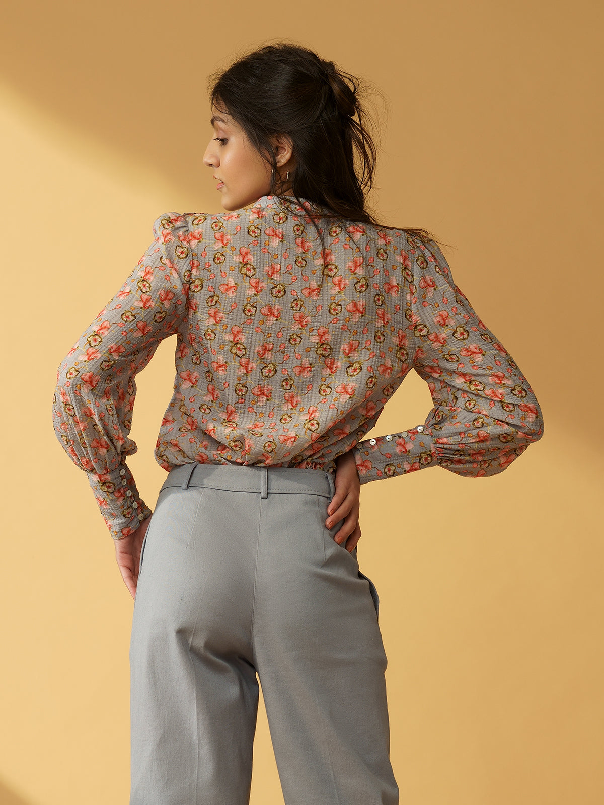 Elana - Printed Shirt In Organic Textured Bamboo Fabric image 2