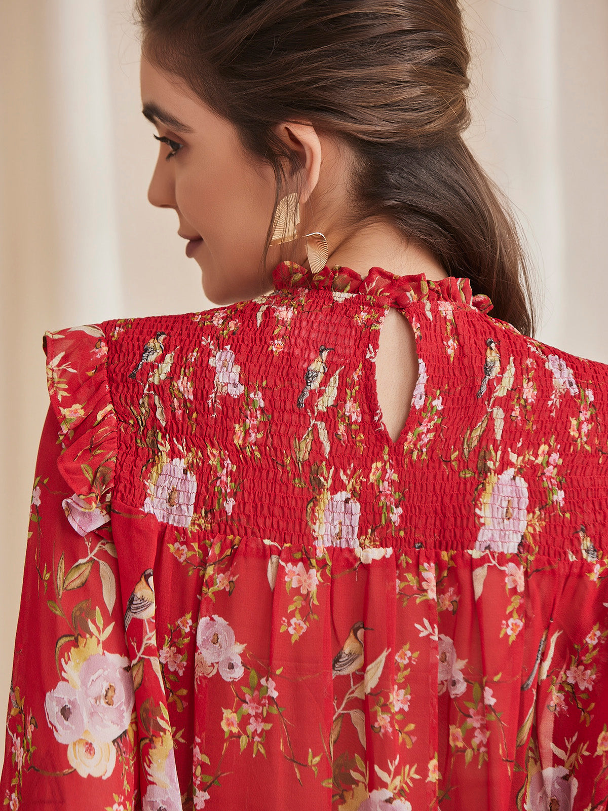 Gardenia - Viscose Georgette Printed Top With Smocking image 3
