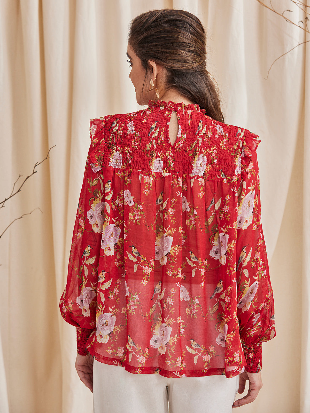 Gardenia - Viscose Georgette Printed Top With Smocking image 4