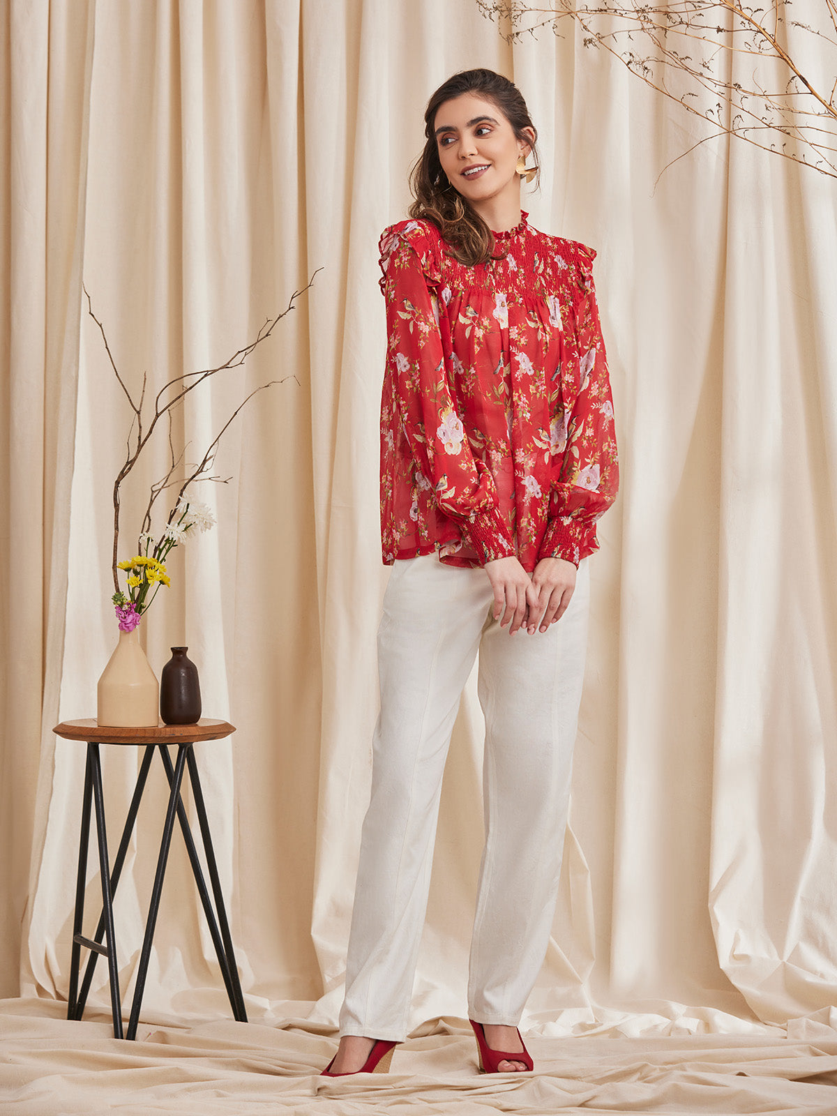Gardenia - Viscose Georgette Printed Top With Smocking image 6