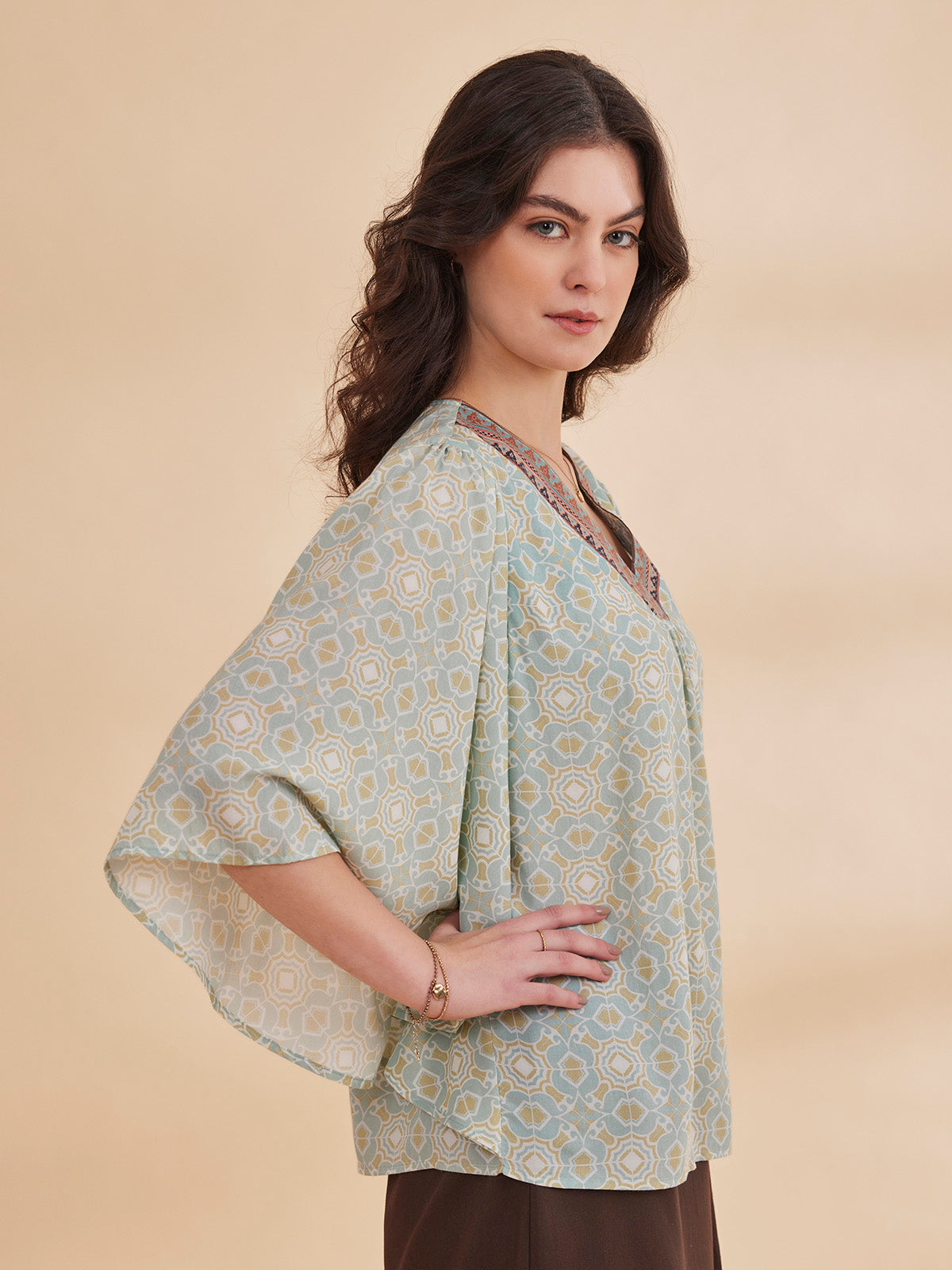 Nadia - Organic Bamboo Printed Kaftan Top image 3