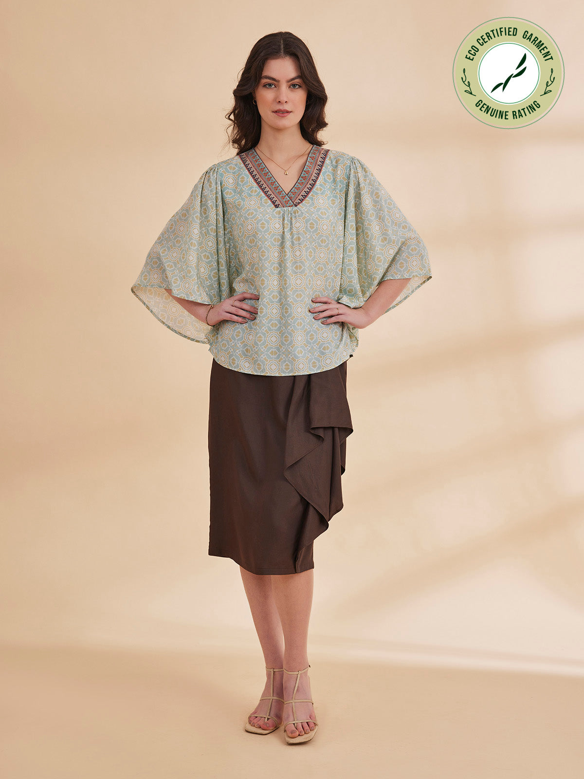 Nadia - Organic Bamboo Printed Kaftan Top image 6