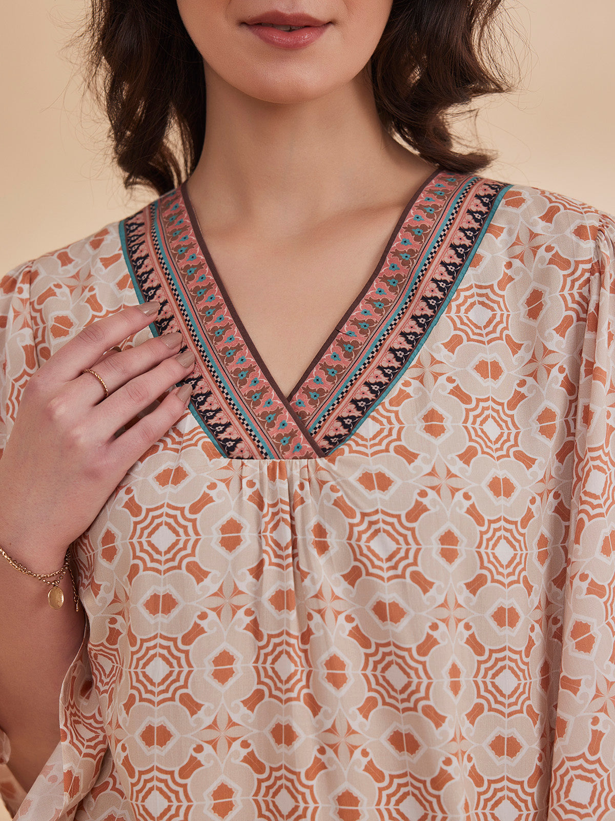 Nadia - Organic Bamboo Printed Kaftan Top image 3