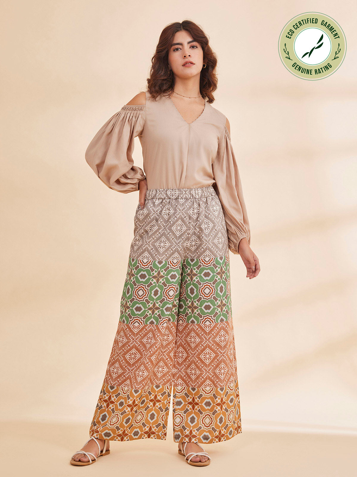 Beril - Wide Legged Printed Linen Pants image 4