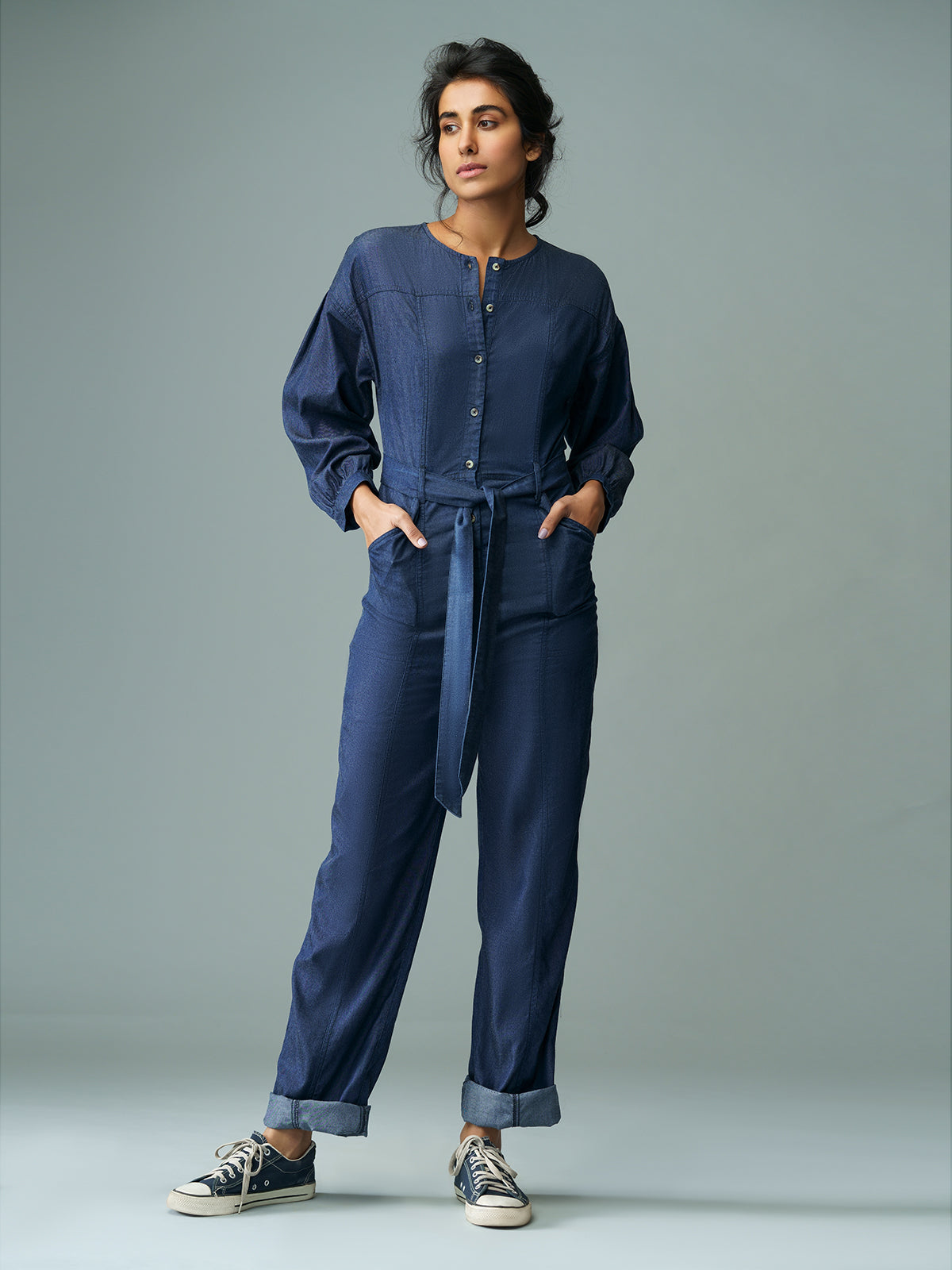 Ukiyo-full Sleeves Jumpsuit In Eco Denim image 3