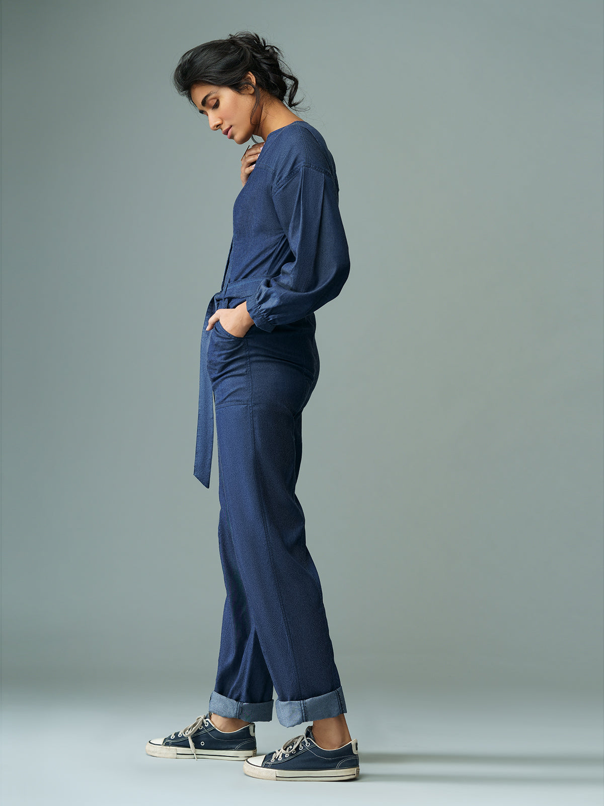 Ukiyo-full Sleeves Jumpsuit In Eco Denim image 5