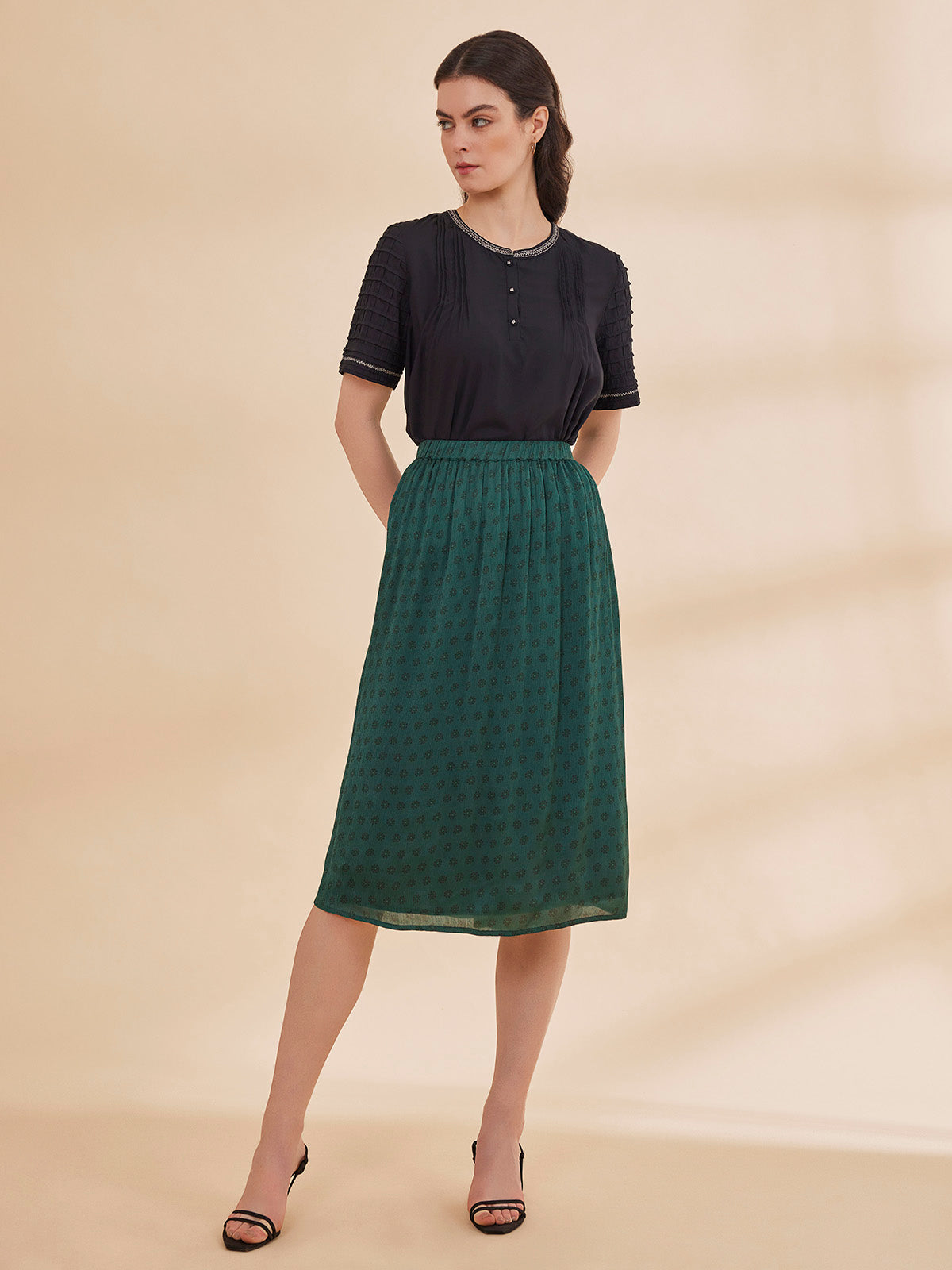 Noor - Printed Satin Chiffon Skirt image 5