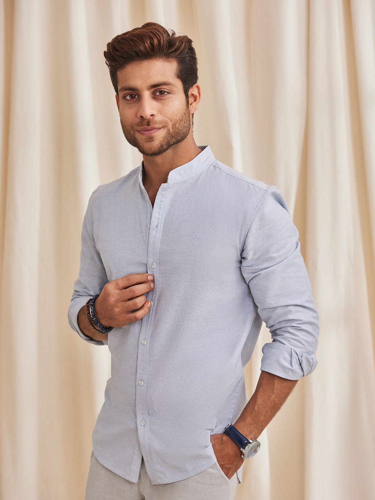 Aaron- Organic Cotton Band Collar Shirt image 4