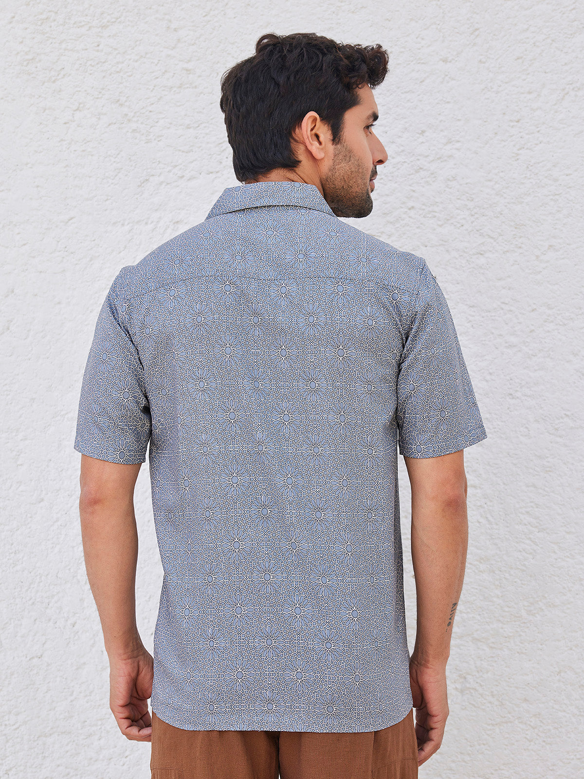 Doron - Printed Cuban Collar Organic Cotton Tencel Shirt image 2