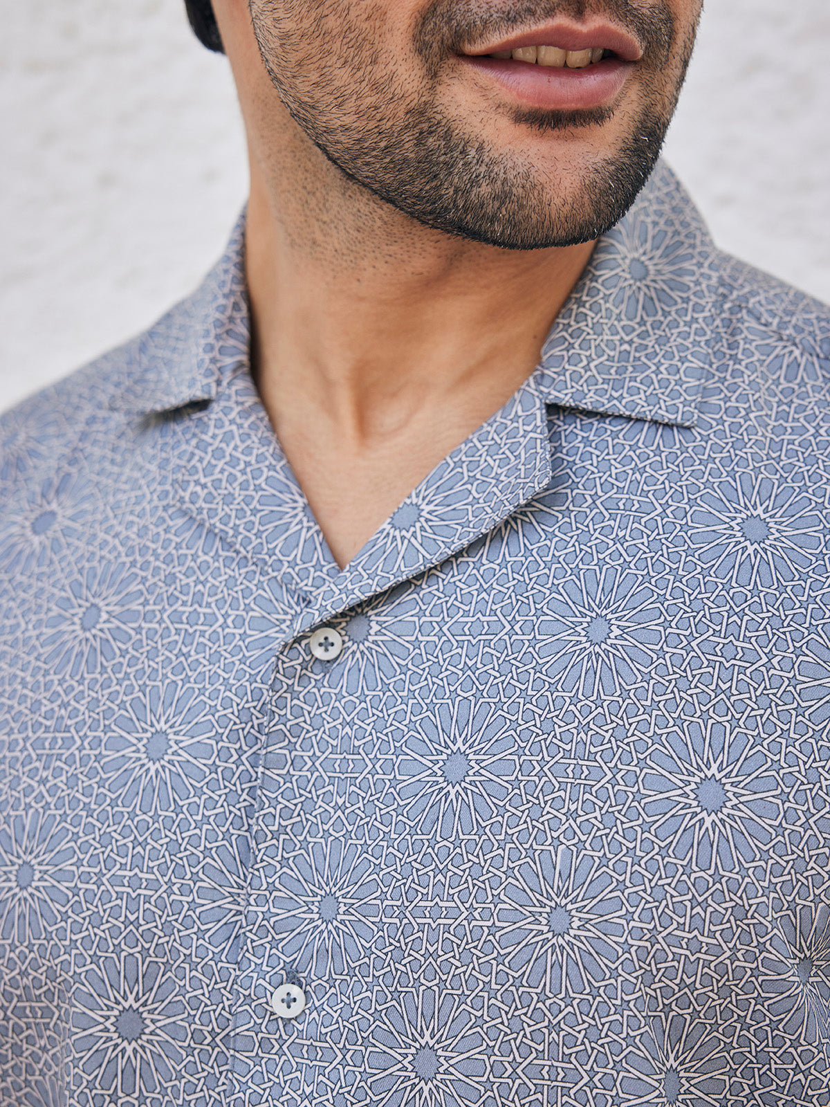 Doron - Printed Cuban Collar Organic Cotton Tencel Shirt image 3