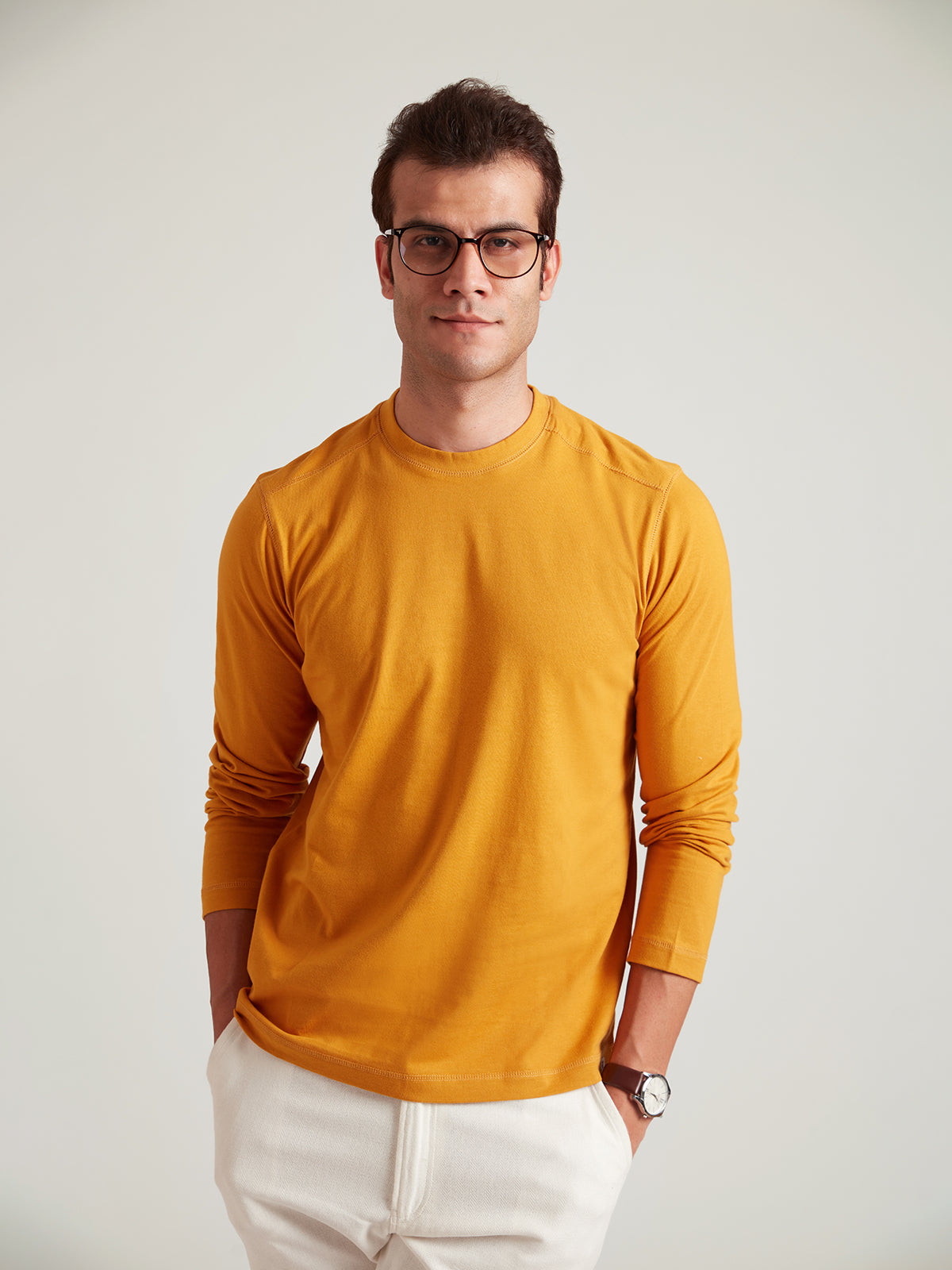 Camden - Premium Organic Cotton Full Sleeves T-shirt - Honey Mustard image 4