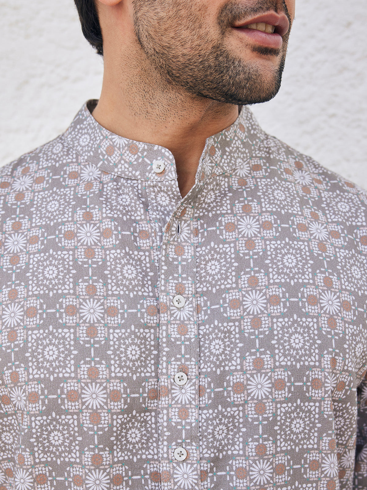 Aref - Printed Organic Cotton Linen Henley Shirt image 10