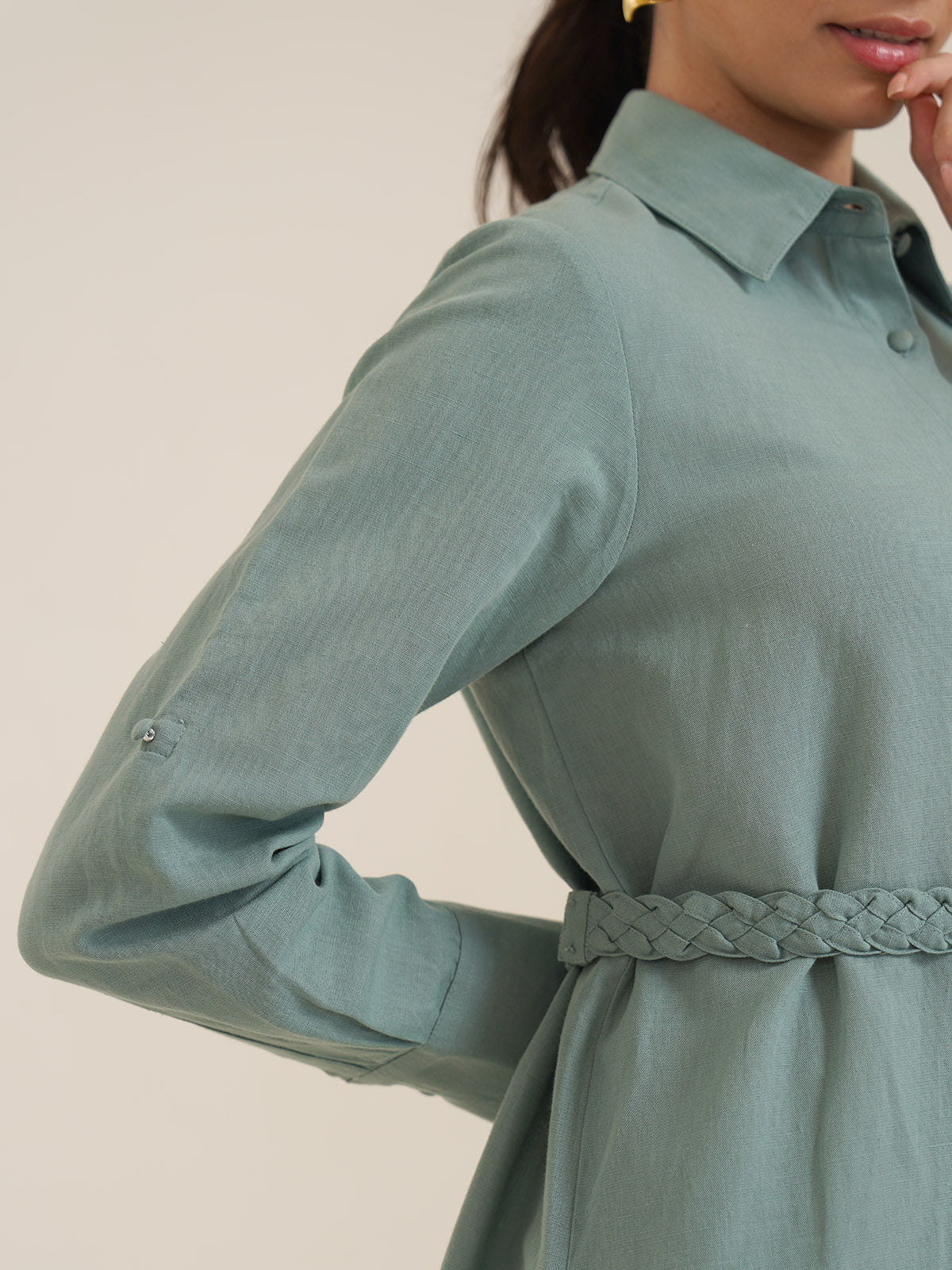 Bona - Embroidered Linen Shirt Dress image 12