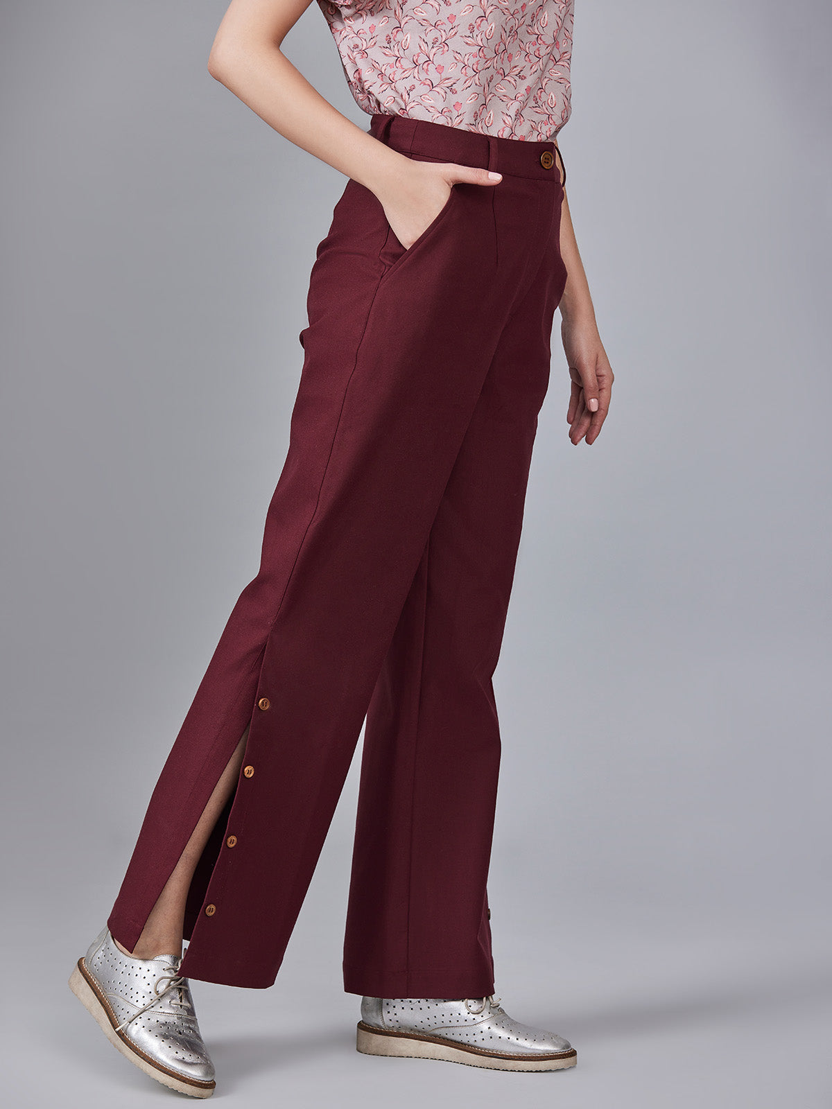 Bree - Organic Cotton Boot Leg Pants With Slit image 9