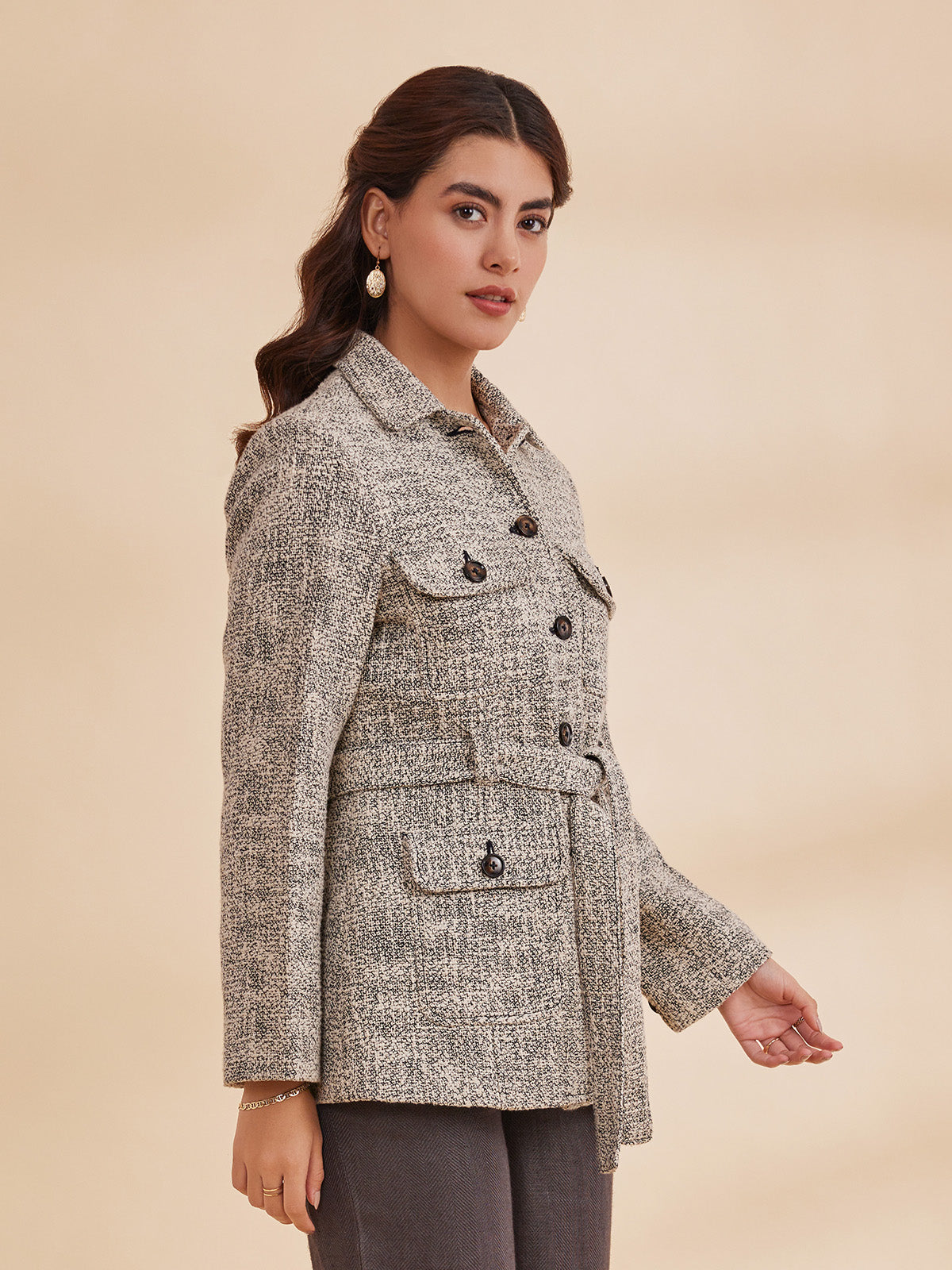 Denize - Organic Cotton Tweed Jacket With Collar image 7