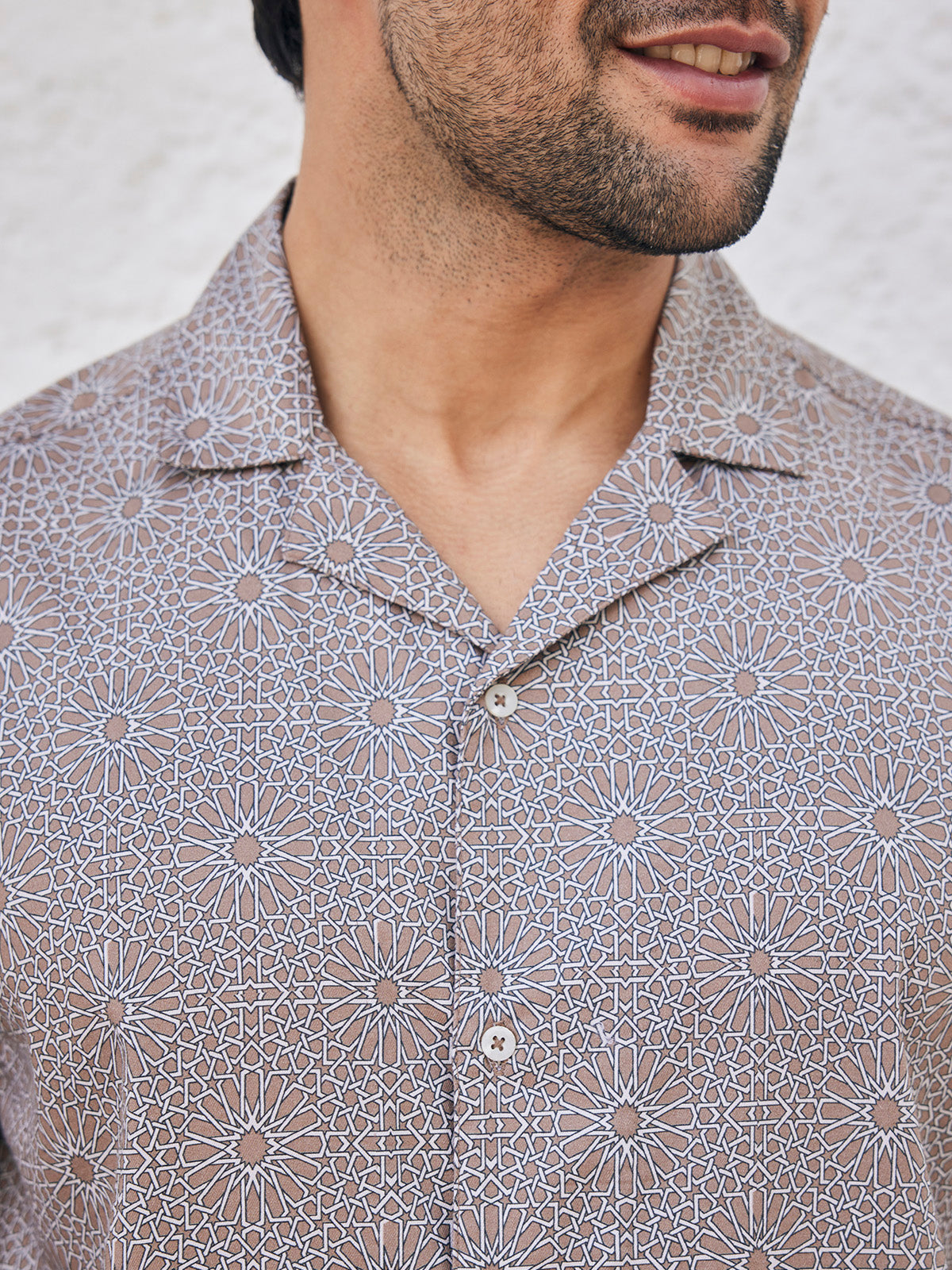 Doron - Printed Cuban Collar Organic Cotton Tencel Shirt image 9