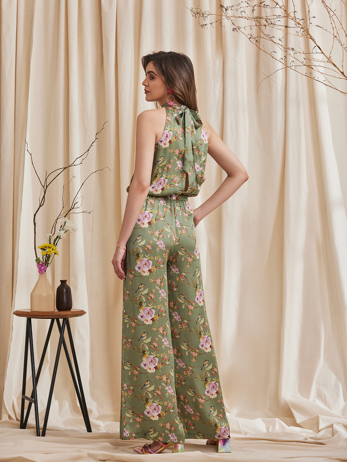 Freena - Halter Neck Viscose Satin Jumpsuit image 7