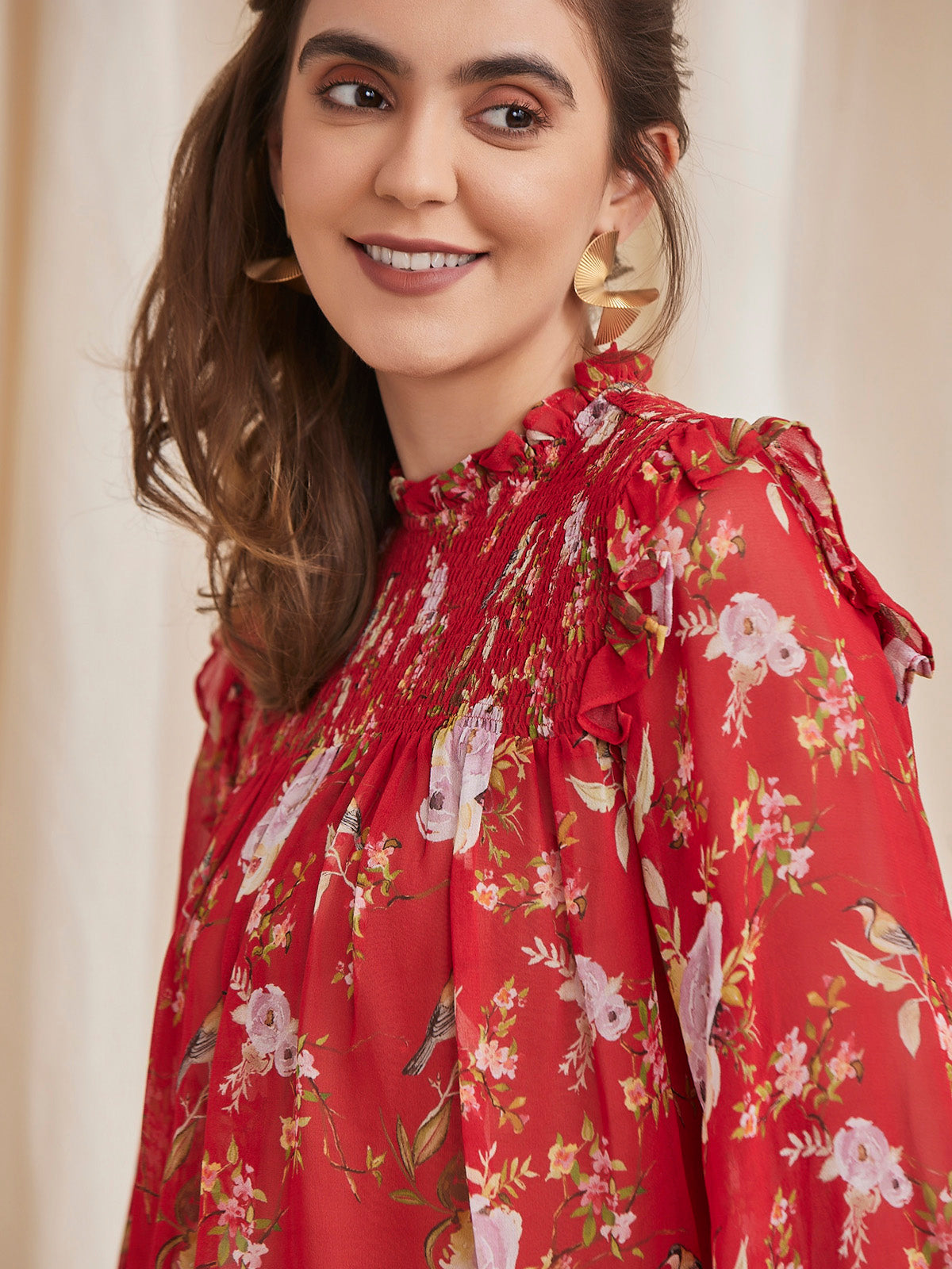 Gardenia - Viscose Georgette Printed Top With Smocking image 9