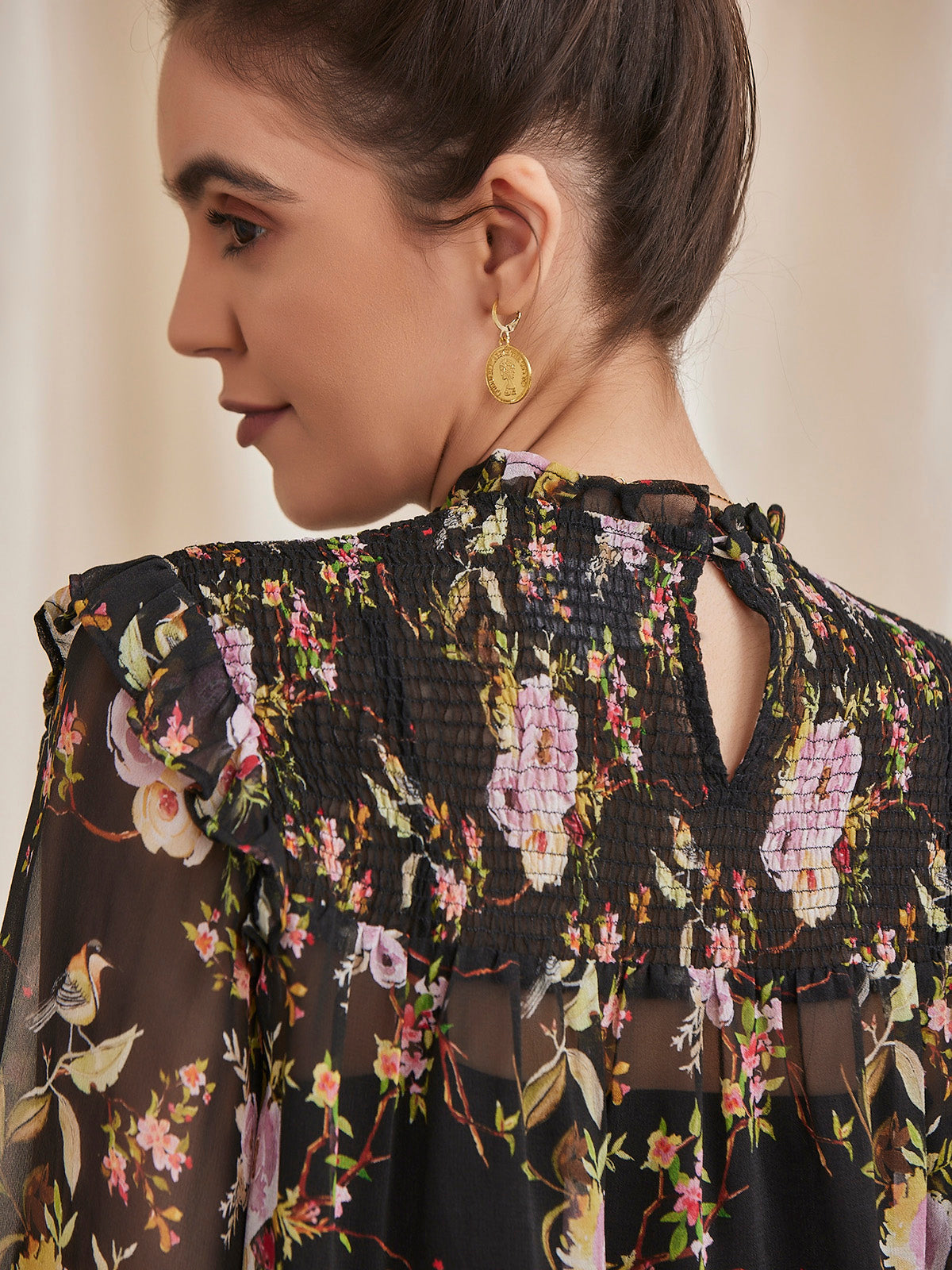 Gardenia - Viscose Georgette Printed Top With Smocking image 11