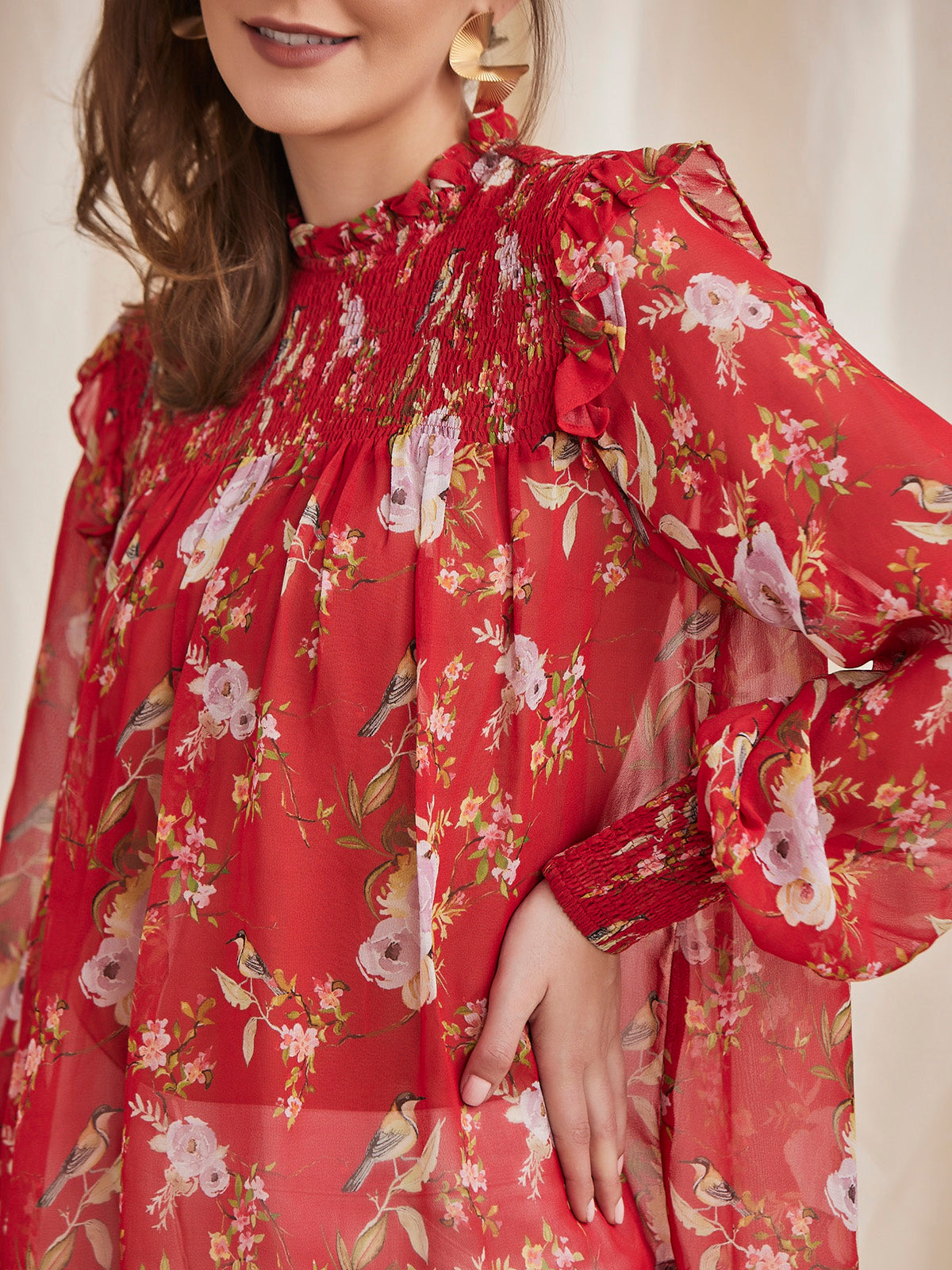 Gardenia - Viscose Georgette Printed Top With Smocking image 10