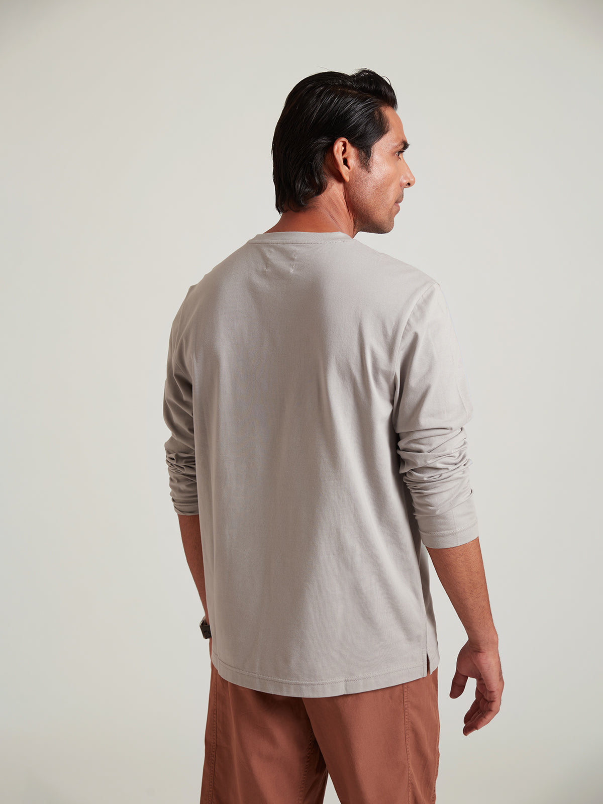 Jaden -CLASSIC Light Grey Full Sleeves Organic Cotton T-shirt image 6