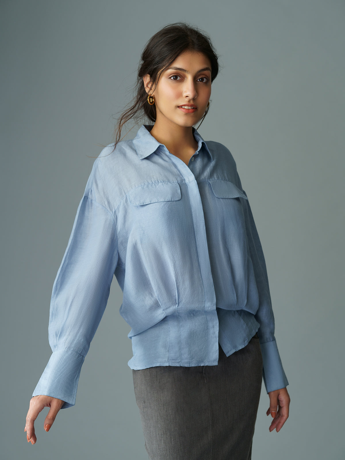 Kiyo - Stylish Office Bemberg Linen Shirt With Patch Pockets image 5