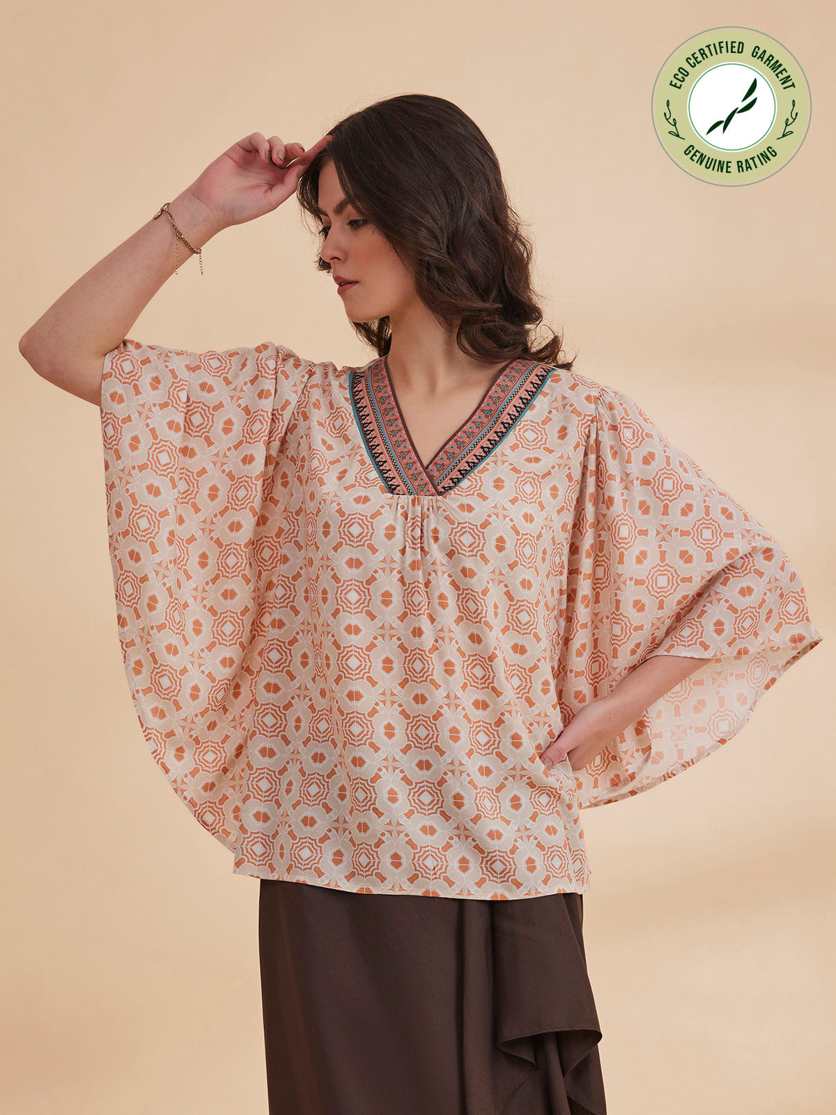 Nadia - Organic Bamboo Printed Kaftan Top image 6