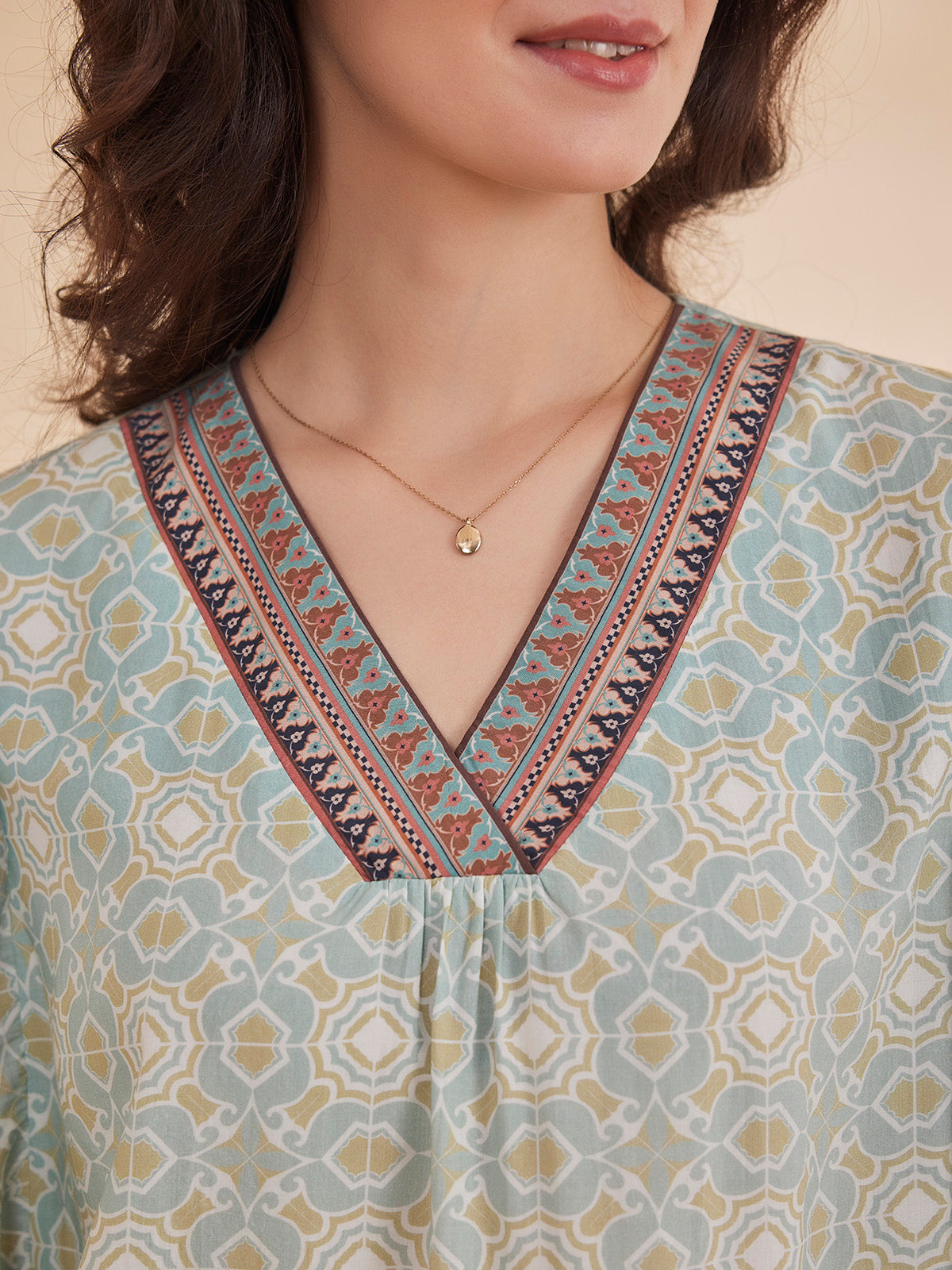 Nadia - Organic Bamboo Printed Kaftan Top image 9