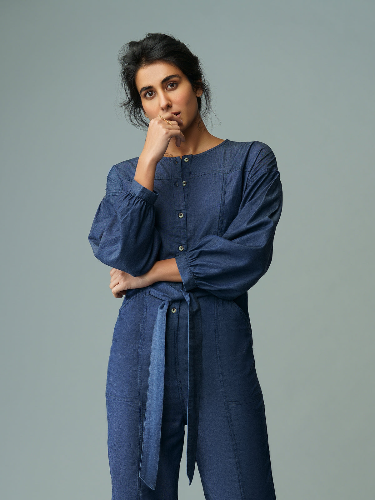 Ukiyo-full Sleeves Jumpsuit In Eco Denim image 7