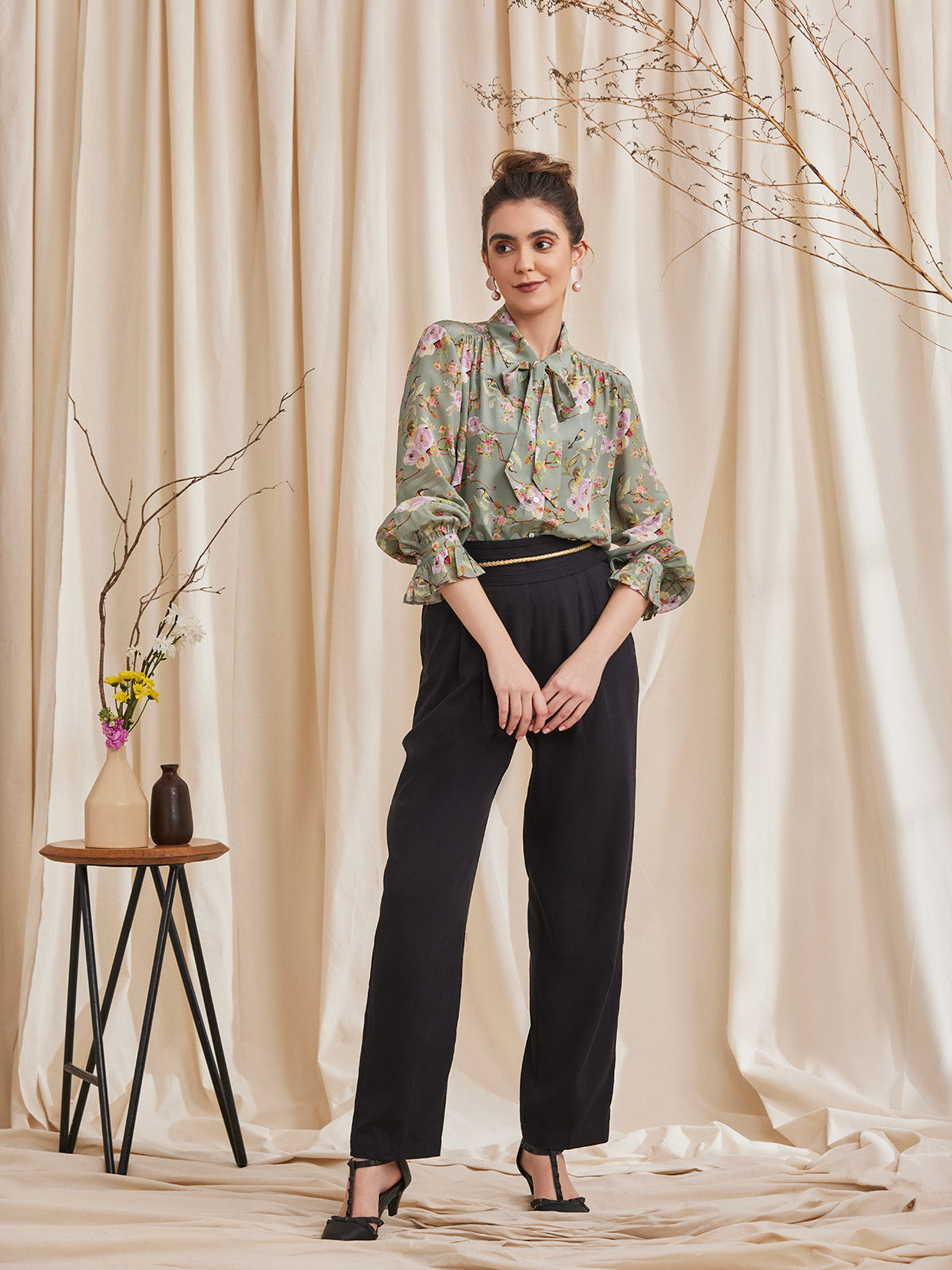 Alyssa - Floral Printed Viscose Crepe Shirt image 7