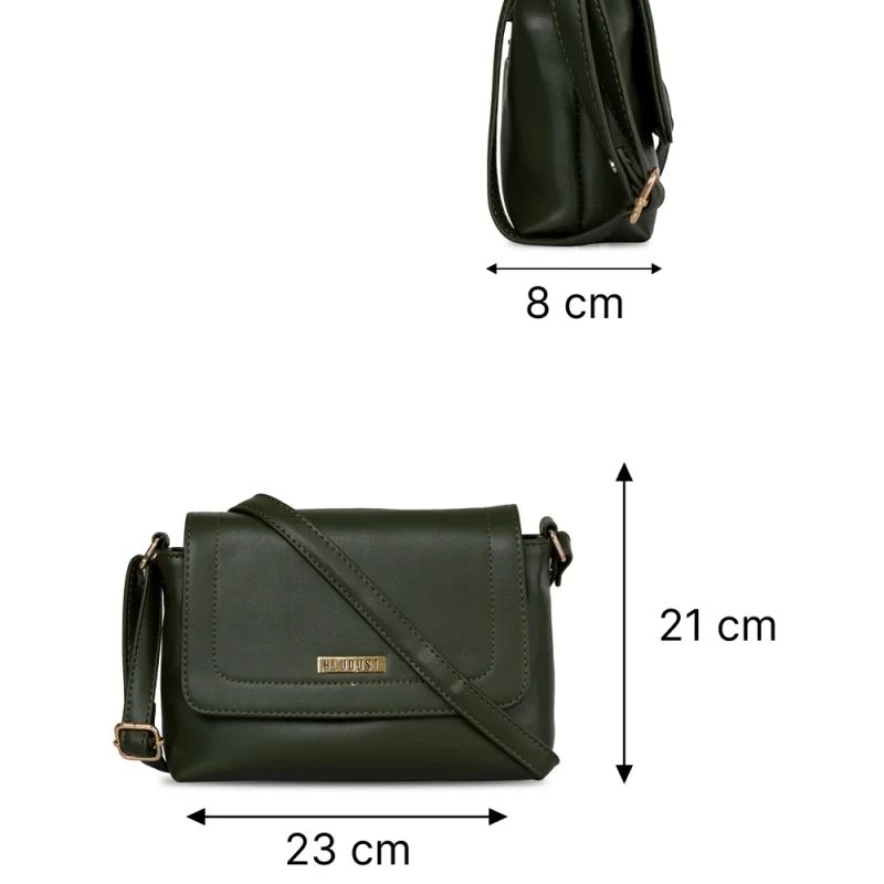 Women's Olive Green Sling Bag With Strap image 5