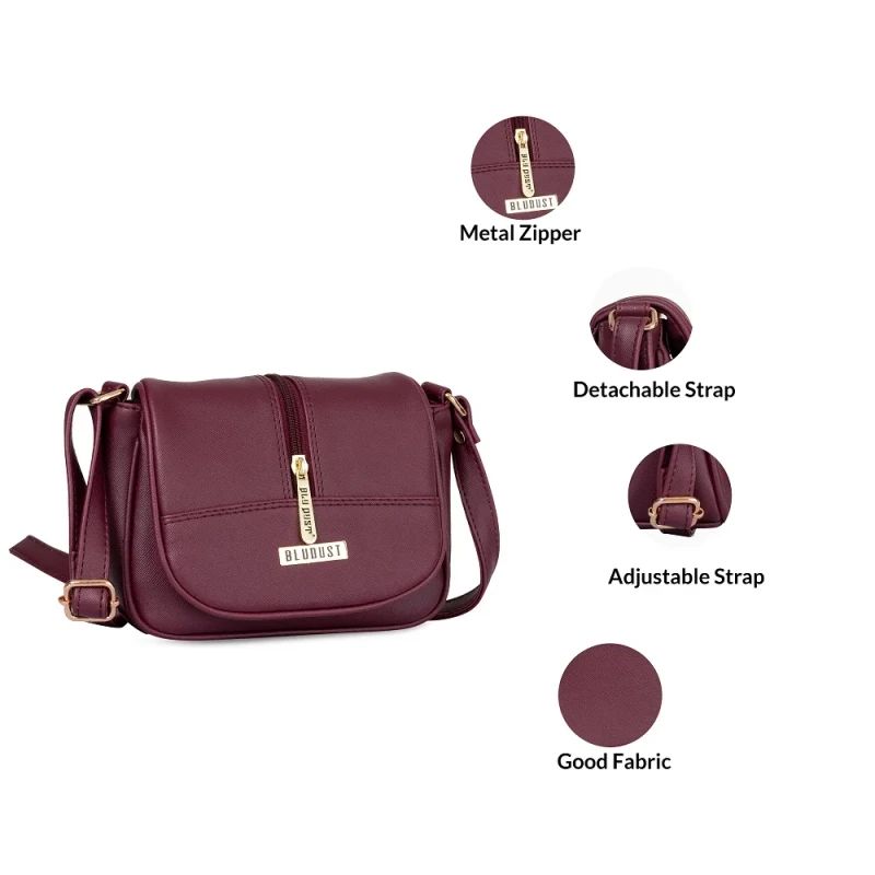 Women's Maroon Crossbody Sling Bag At Best Price image 6